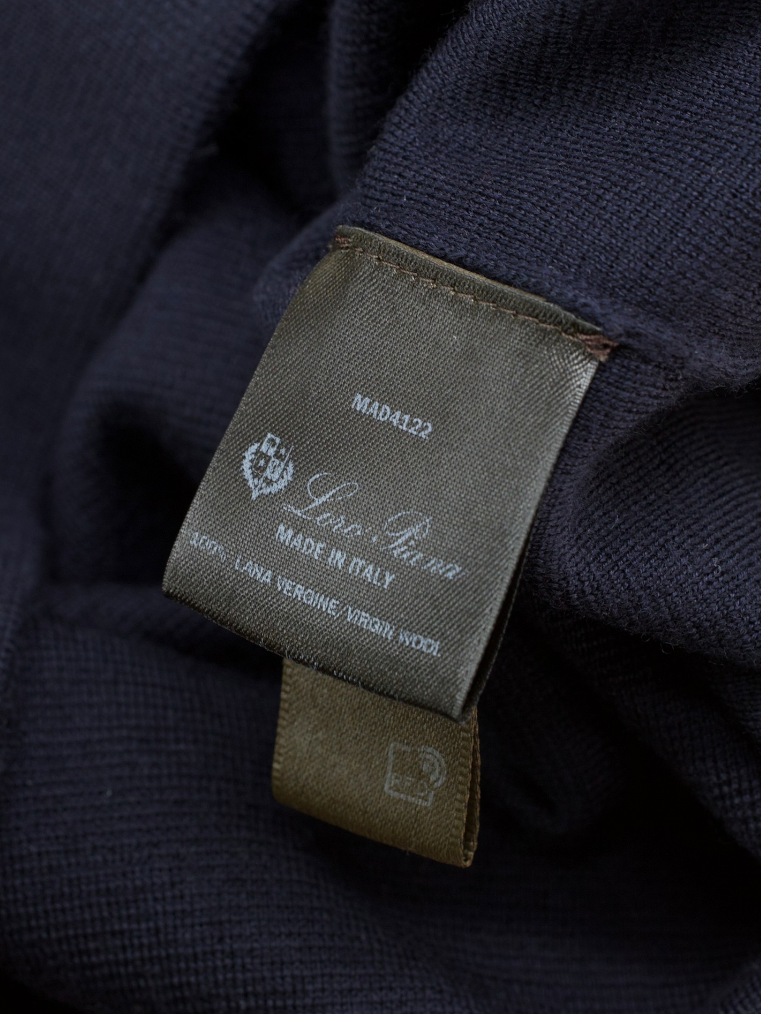 Loro Piana Navy Wish® Wool Jersey Buttonless Long-Sleeve Polo
