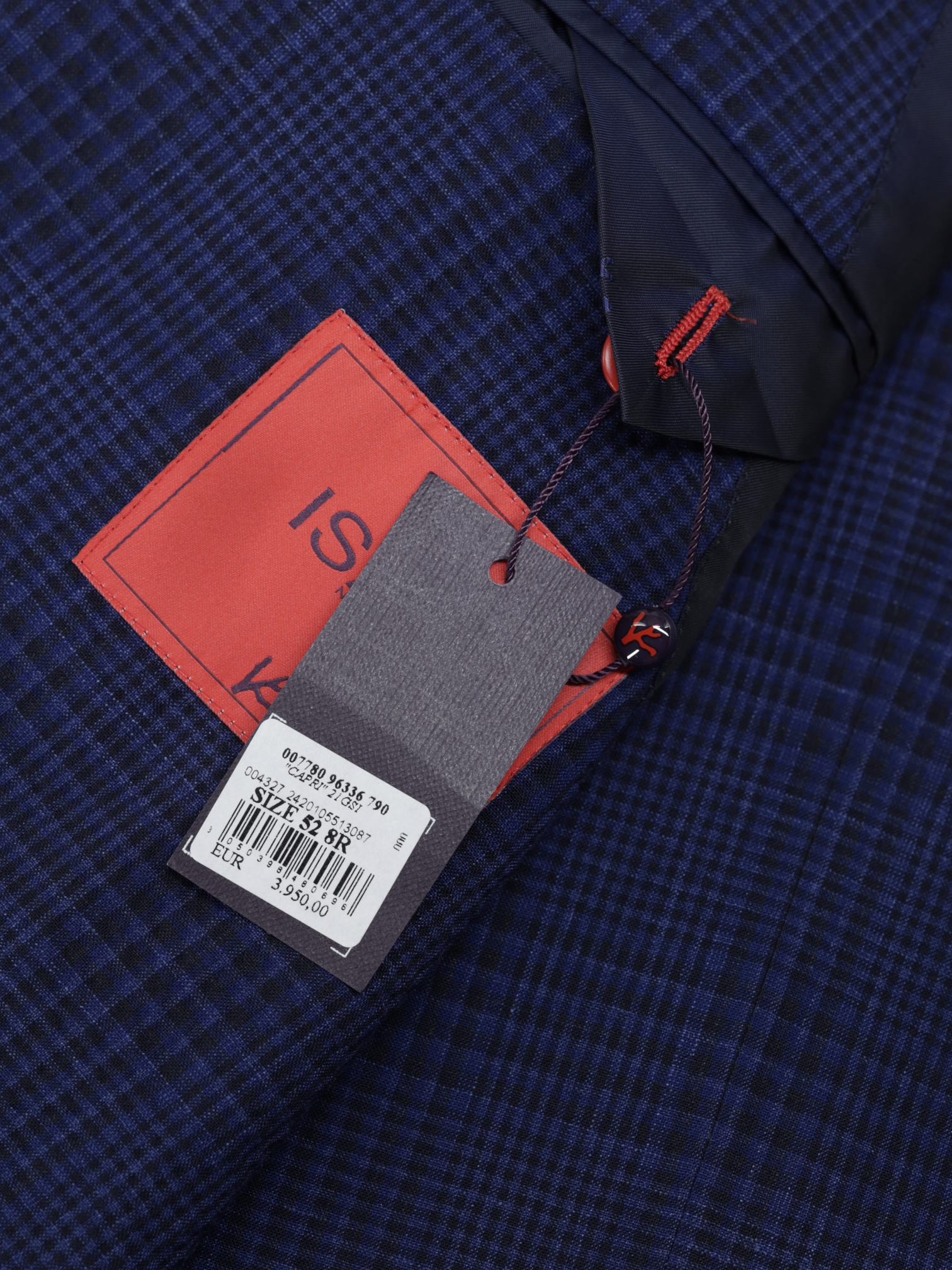 Isaia Cobalt Blue Wool, Silk & Linen Shadow-Check Amalfi Jacket