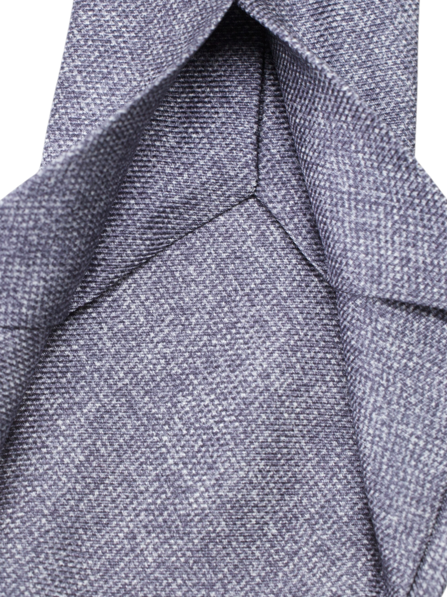 Kiton 5-Fold Silver-Grey Silk Smooth-Pinpoint Tie