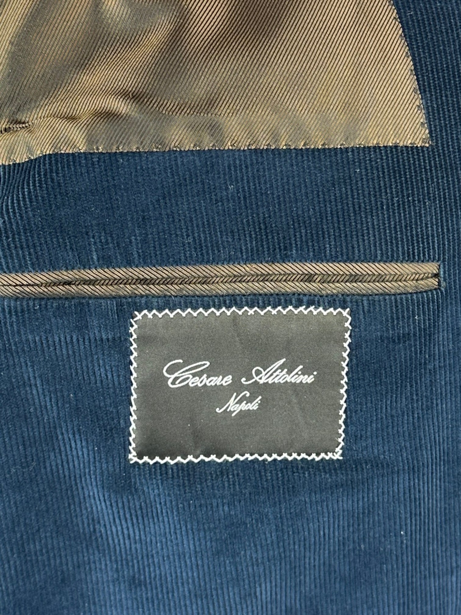 Cesare Attolini blauw corduroy pak