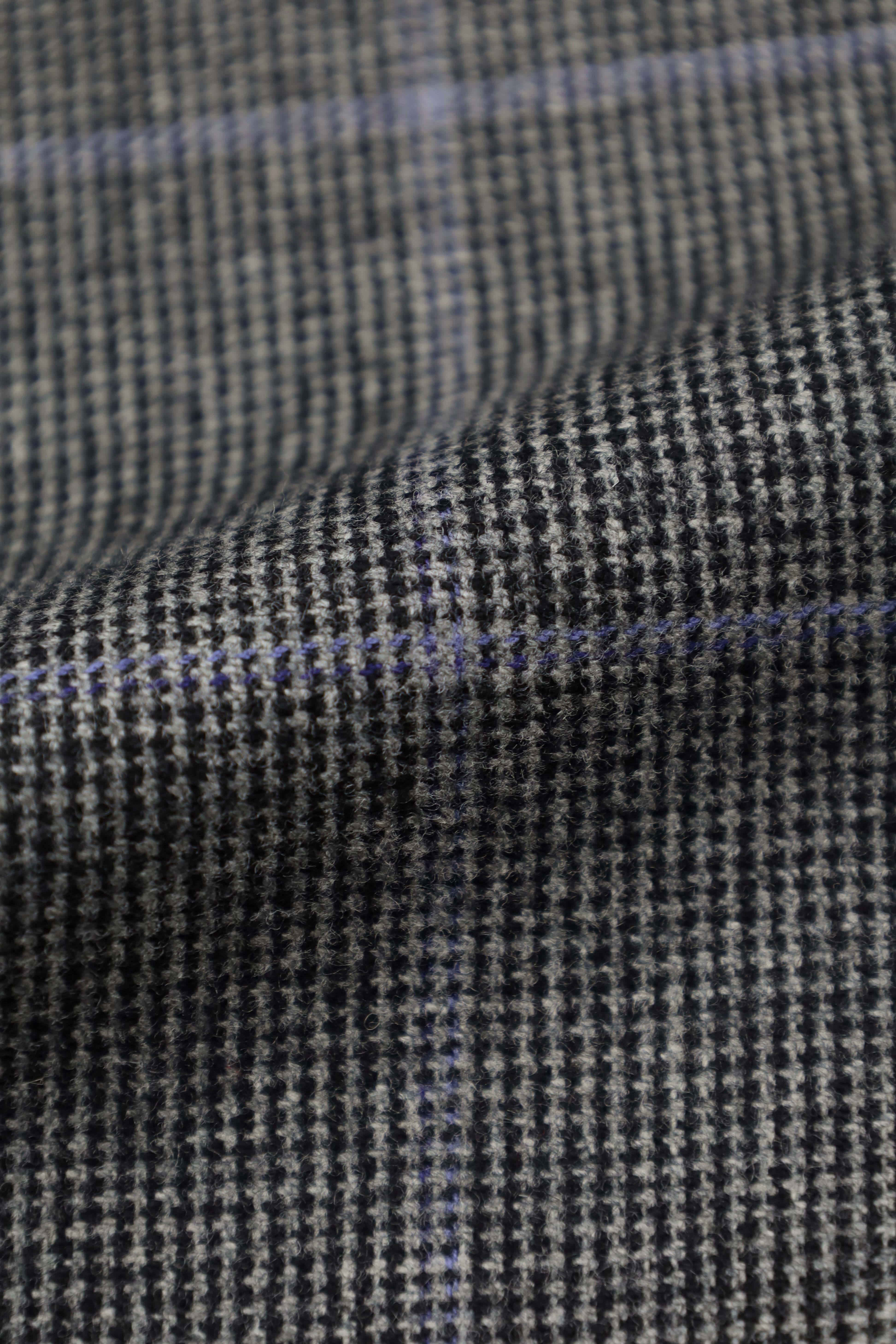 Kiton Grey Wool & Cashmere Windowpane Jacket