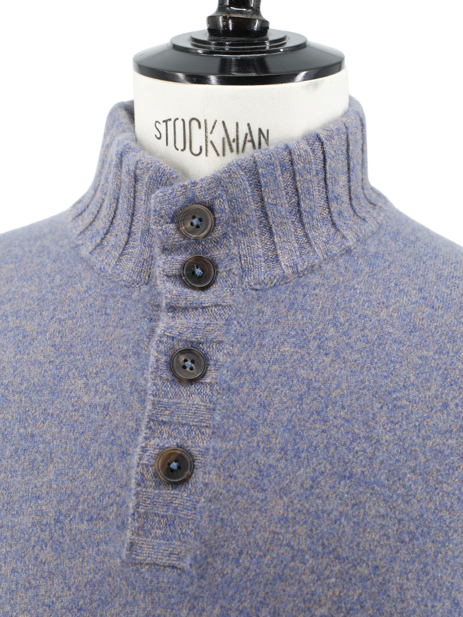 Cesare Attolini Steel Blue Mélange Duvet Cashmere Button-Up Knitwear