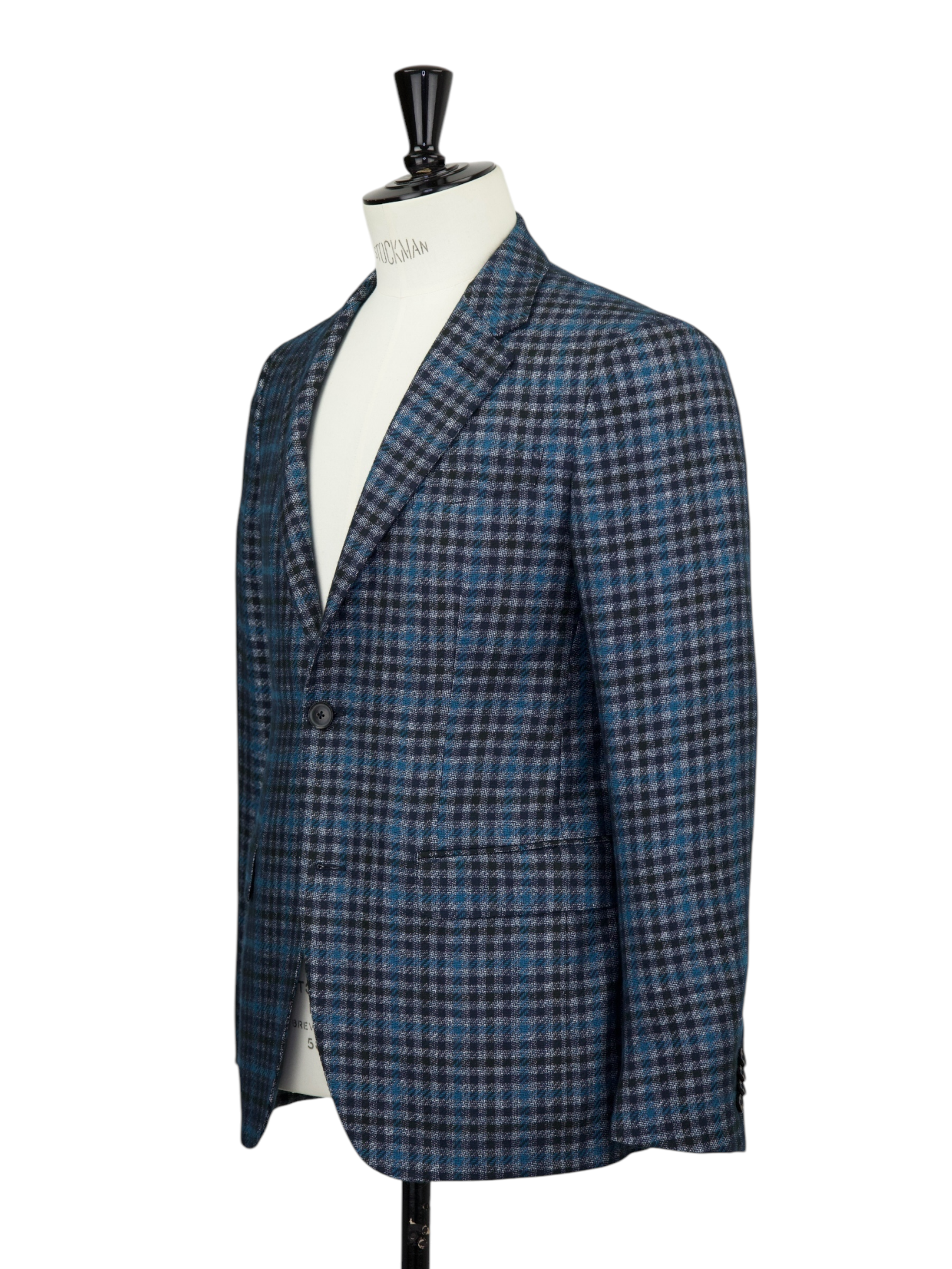 Ermenegildo Zegna Navy & Turquoise Silk & Cashmere Gingham Check Jacket