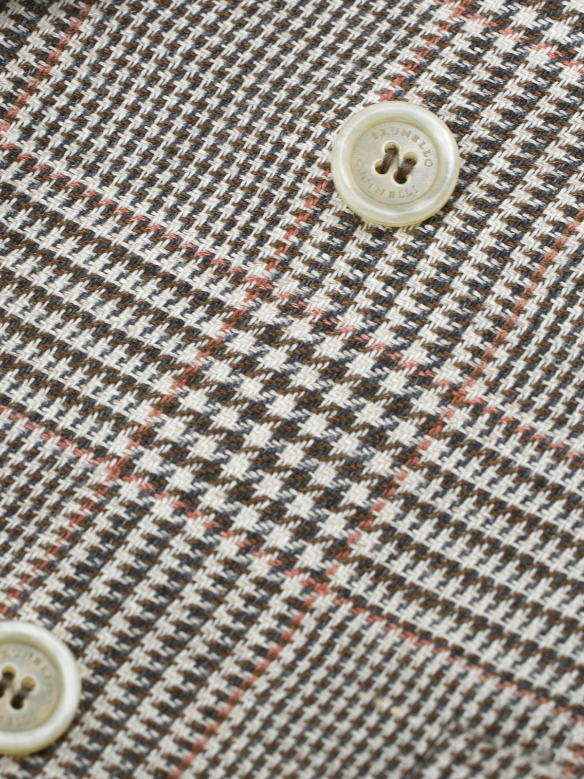 Brunello Cucinelli Brown Linen, Wool & Silk Double-Breasted Glenplaid Suit