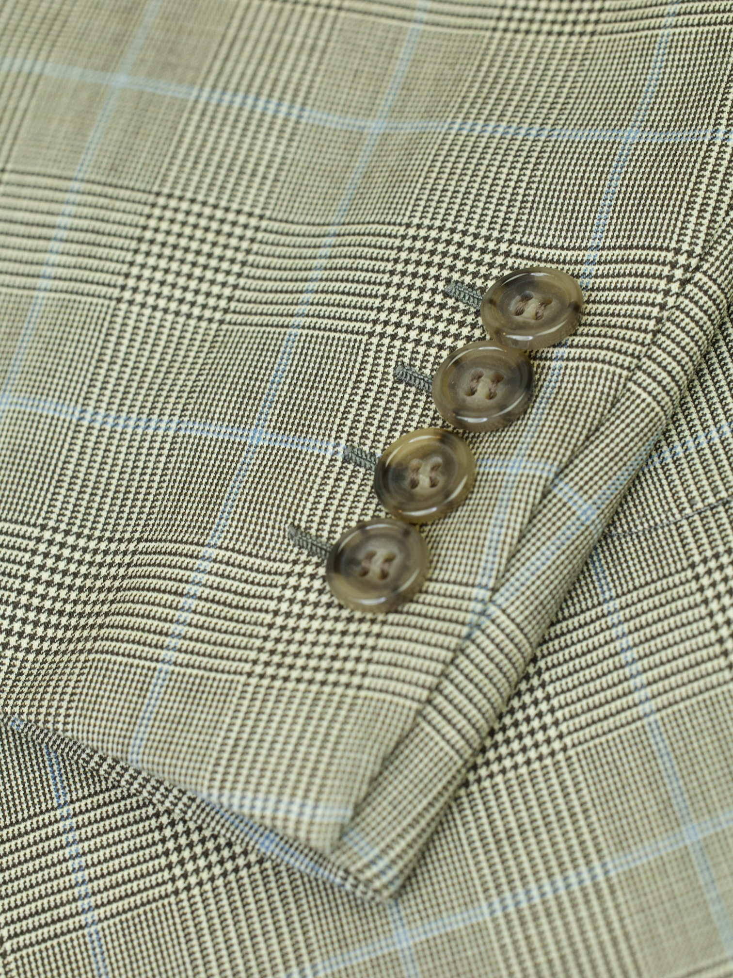 Brioni Light Grey & Light Blue Wool Prince of Wales Nomentano Suit