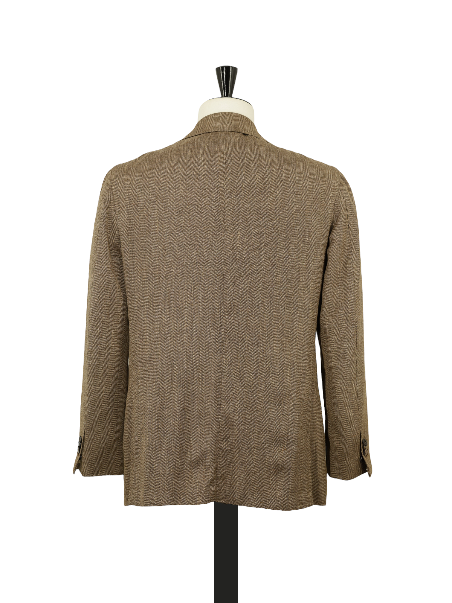 Orazio Luciano Brown Wool, Silk & Linen Herringbone Jacket