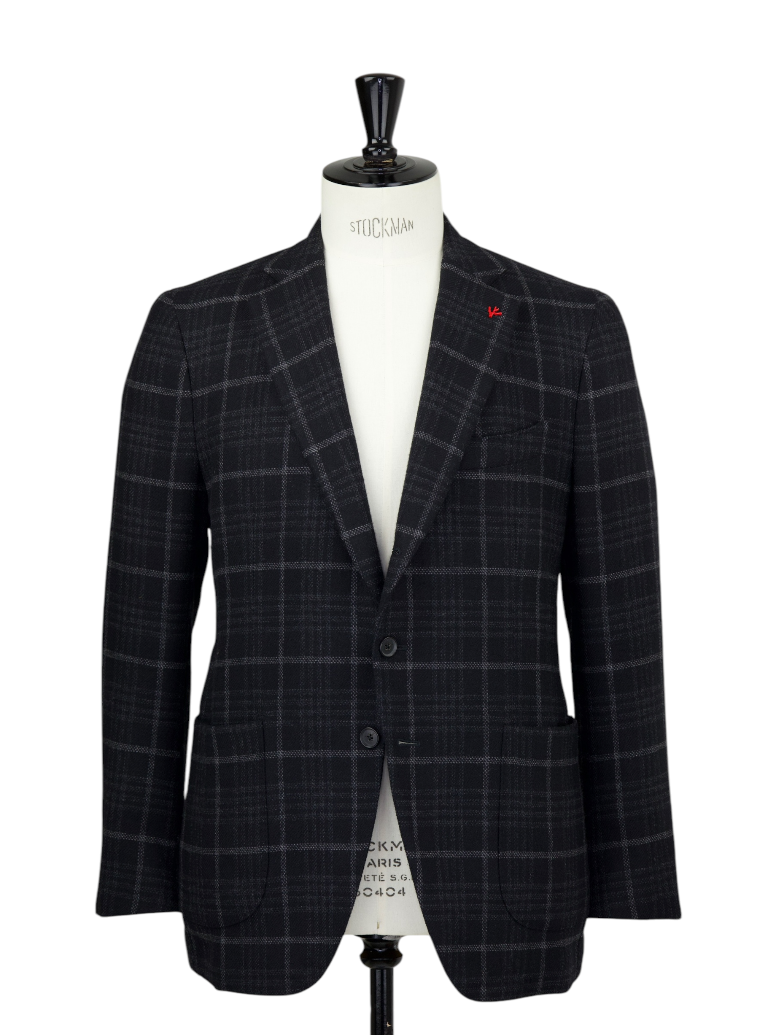 Isaia Black Plushy Wool & Cashmere Overcheck Jacket