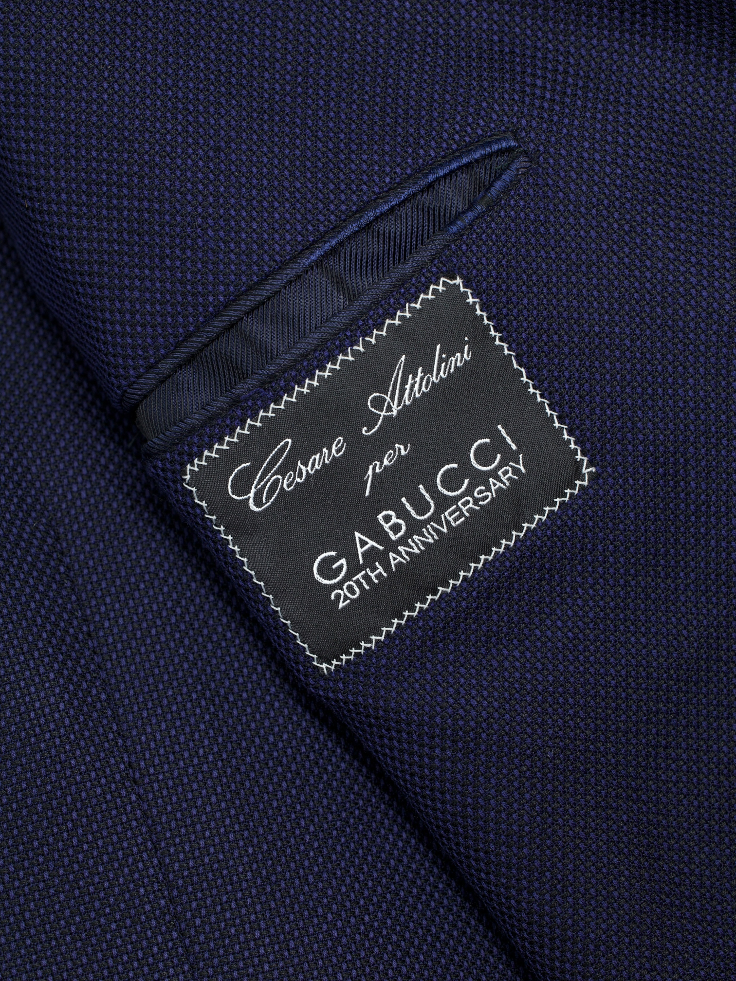 Cesare Attolini Navy Pure Wool Bicolor Micro-Pattern Jacket