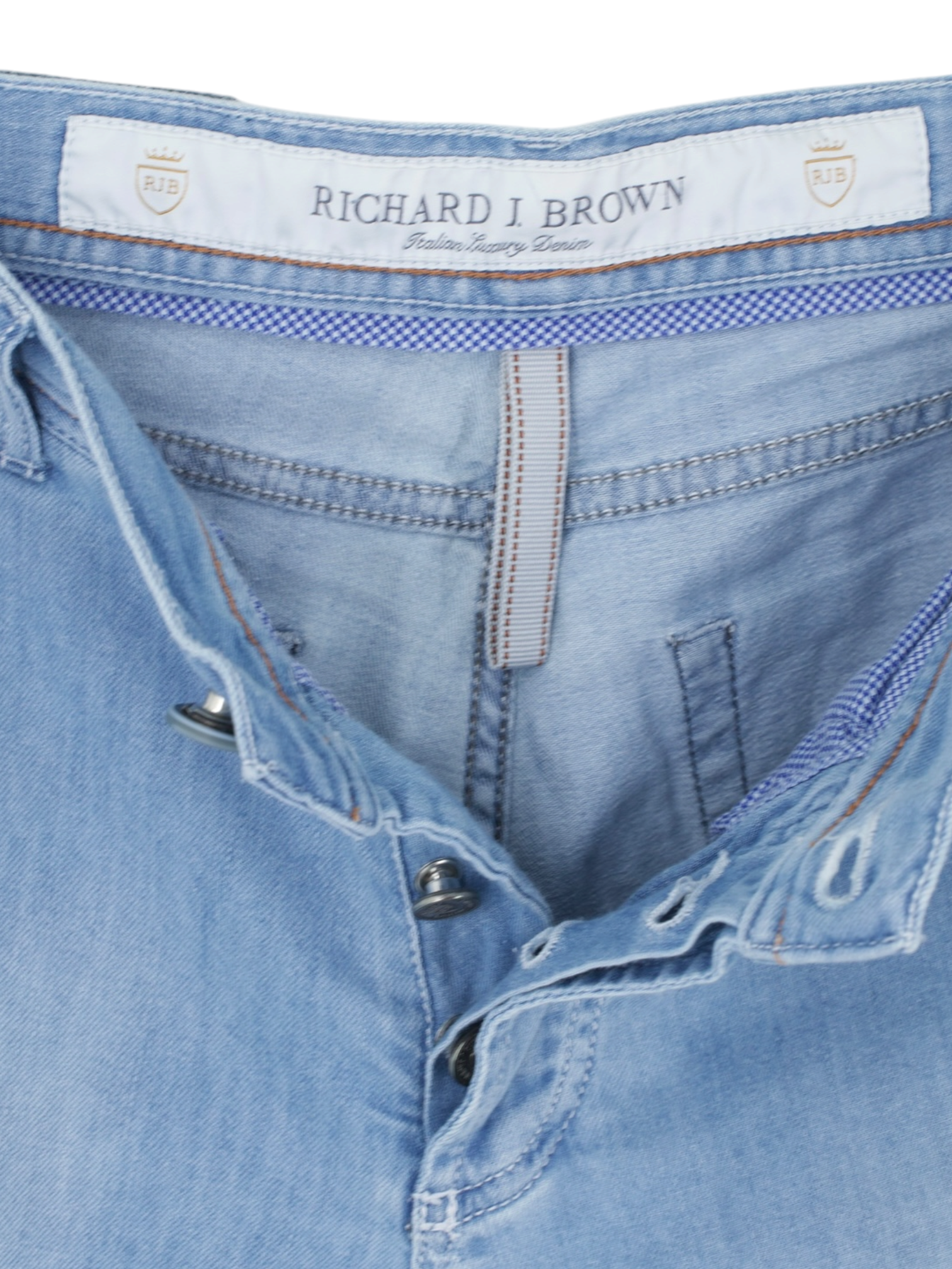 Richard J. Brown Light Blue Cotton, Linen & Lyocell "Tokyo-S" Jeans