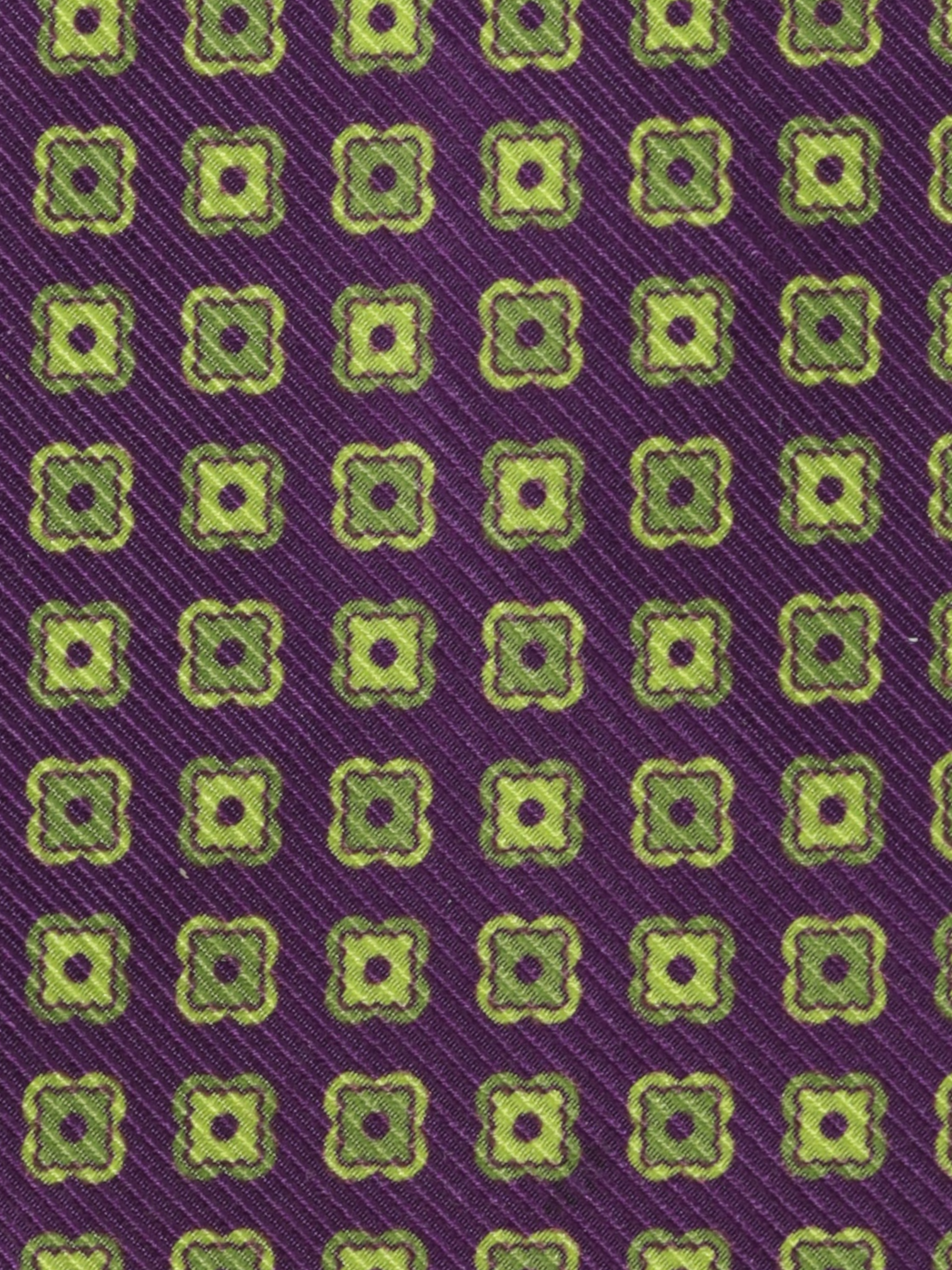 Kiton 5-Fold Purple & Lime Green Silk Floral Untipped & Handrolled Tie