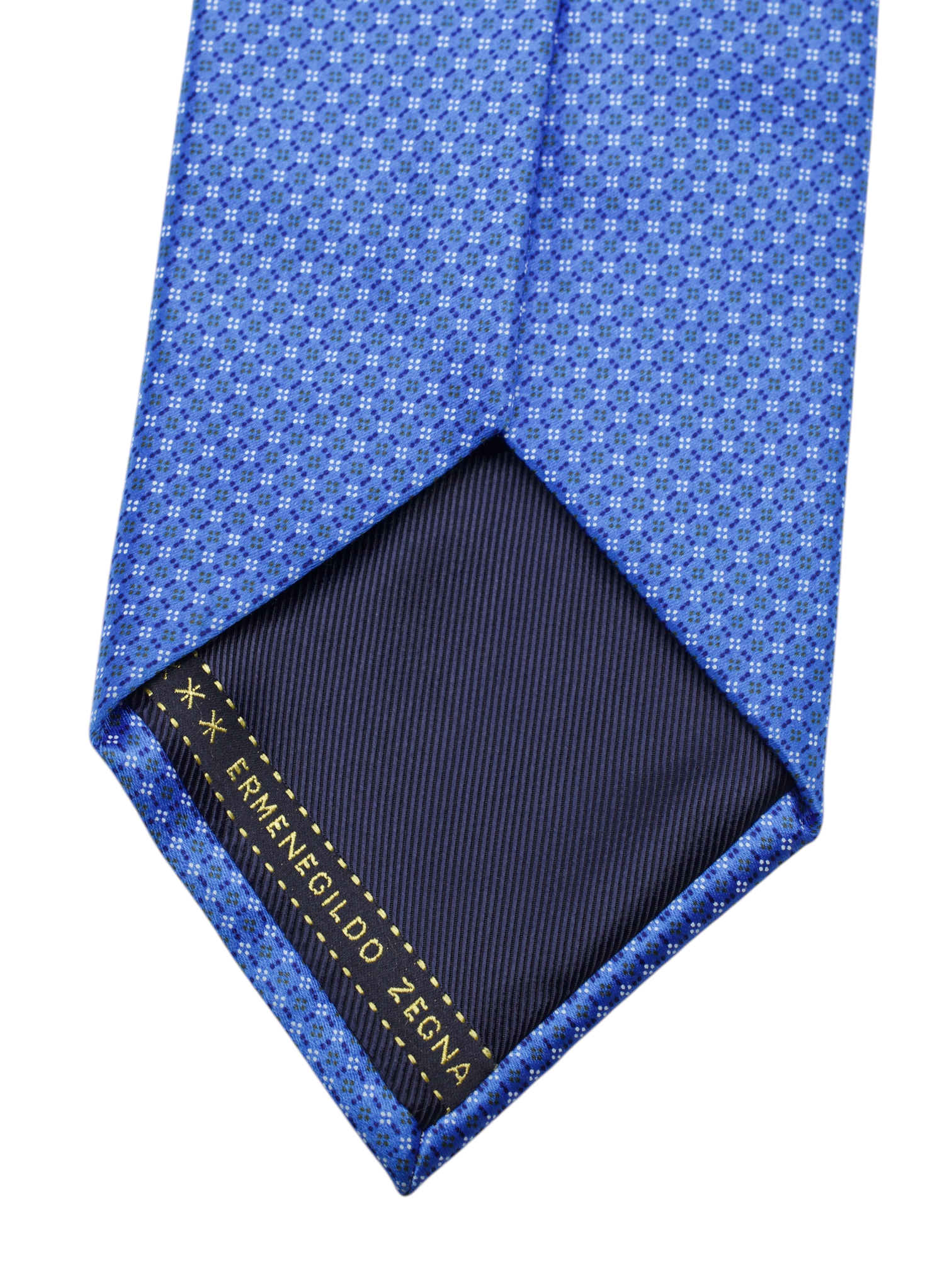 Ermenegildo Zegna Sky Blue Shiny-Silk Geometric Pattern Tie