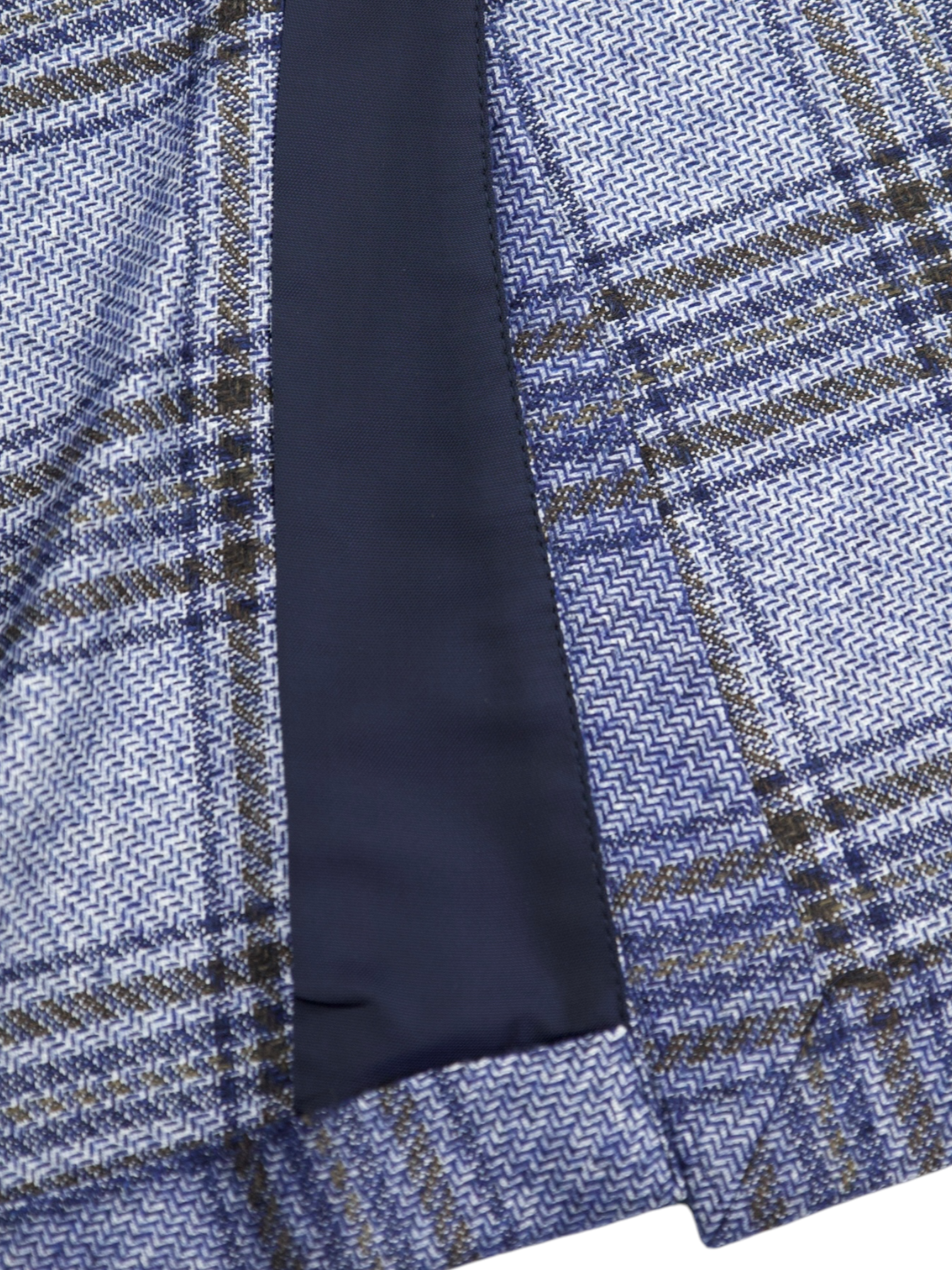 Ermenegildo Zegna Steel Blue Silk & Cashmere Glen Check Jacket