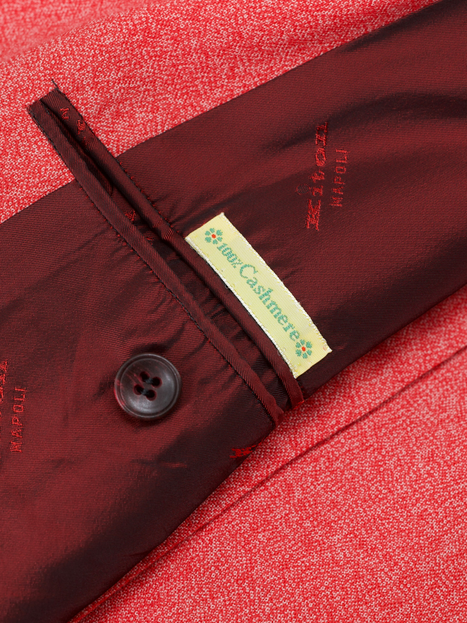 Kiton Bright Coral Red Pure Lightweight-Cashmere Speckle Jacket
