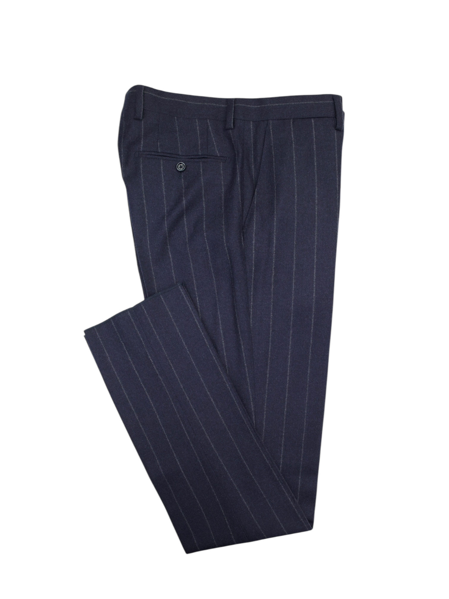 Lardini Navy Double Breasted Wool & Cashmere Flannel Chalkstripe Suit