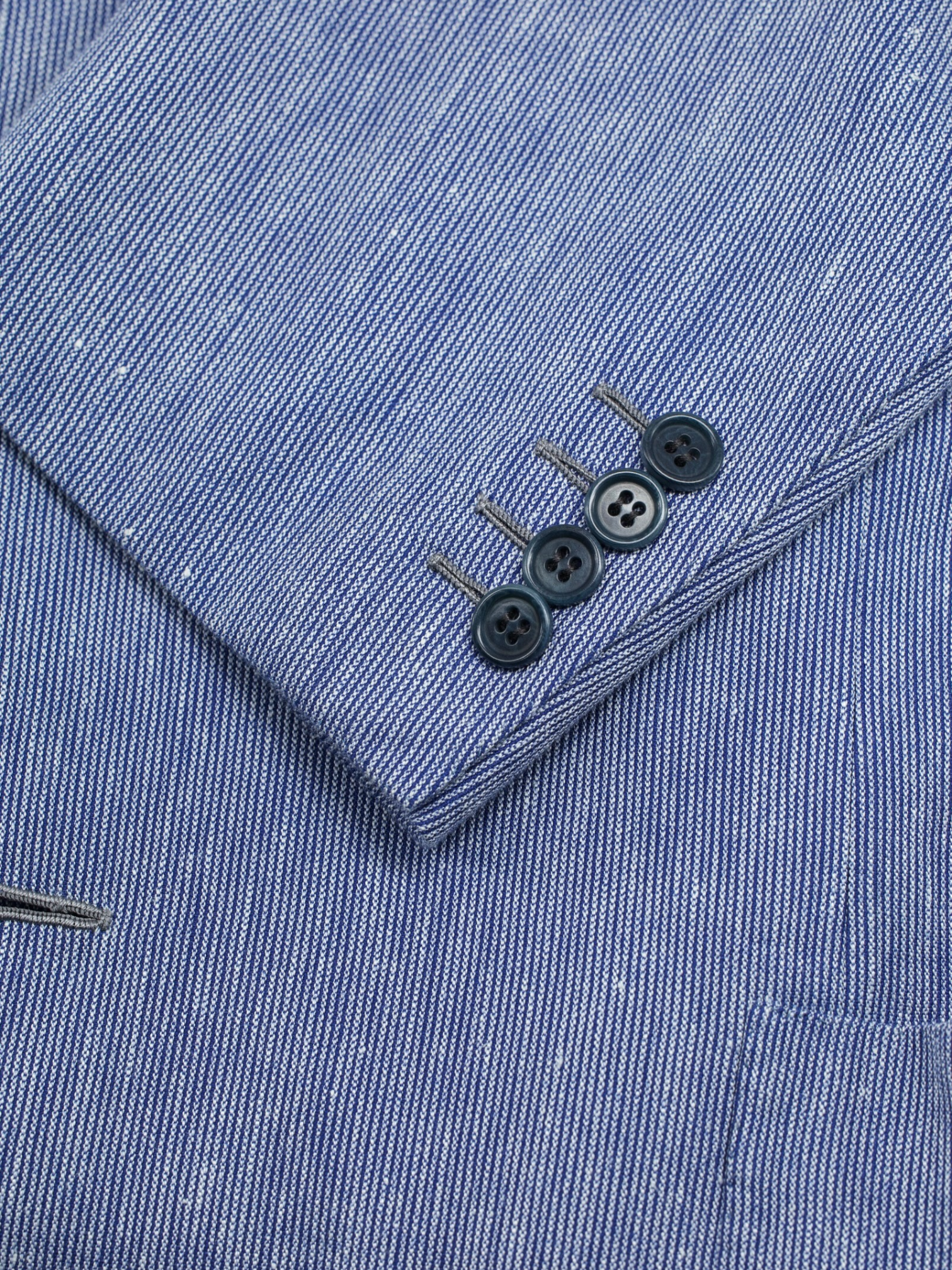 Kiton Blue Cashmere, Silk & Linen Speckled-Stripe Summer Jacket