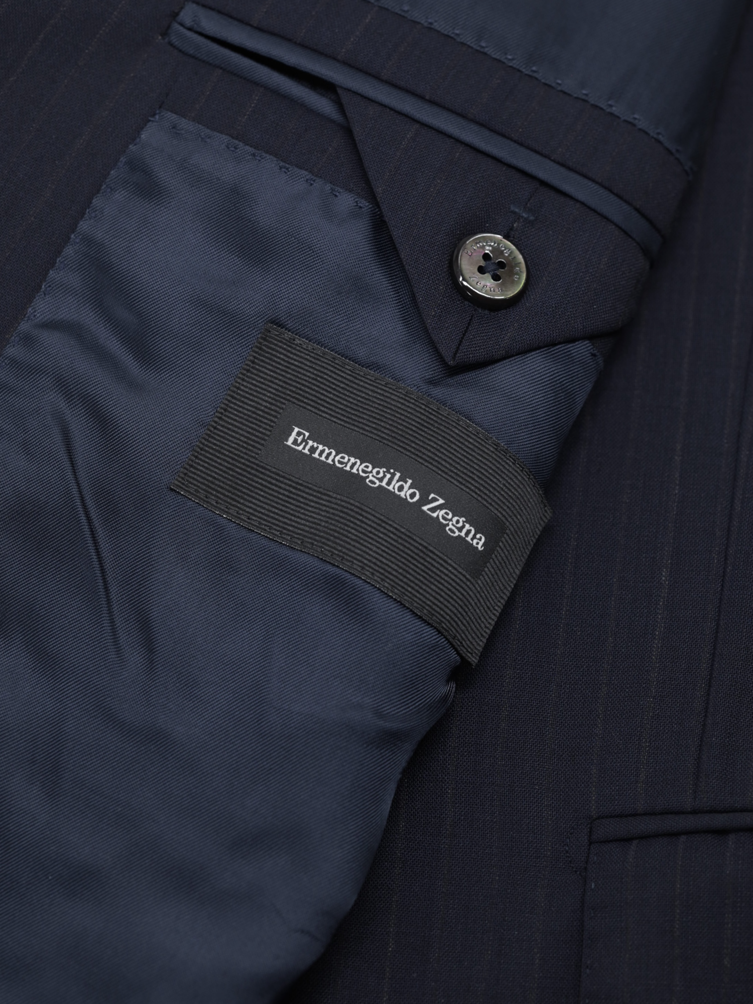 Ermenegildo Zegna Navy Fine-Wool Pinstripe Mila Suit