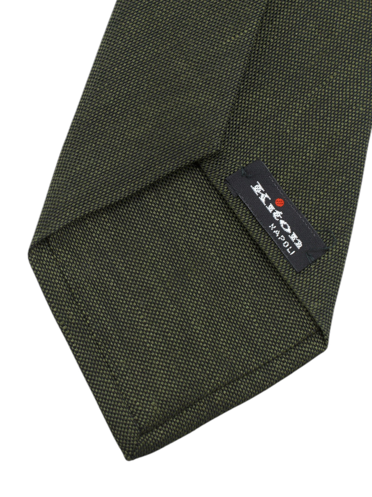 Kiton 5-Fold Dark Green Linen & Silk Pinpoint Tie