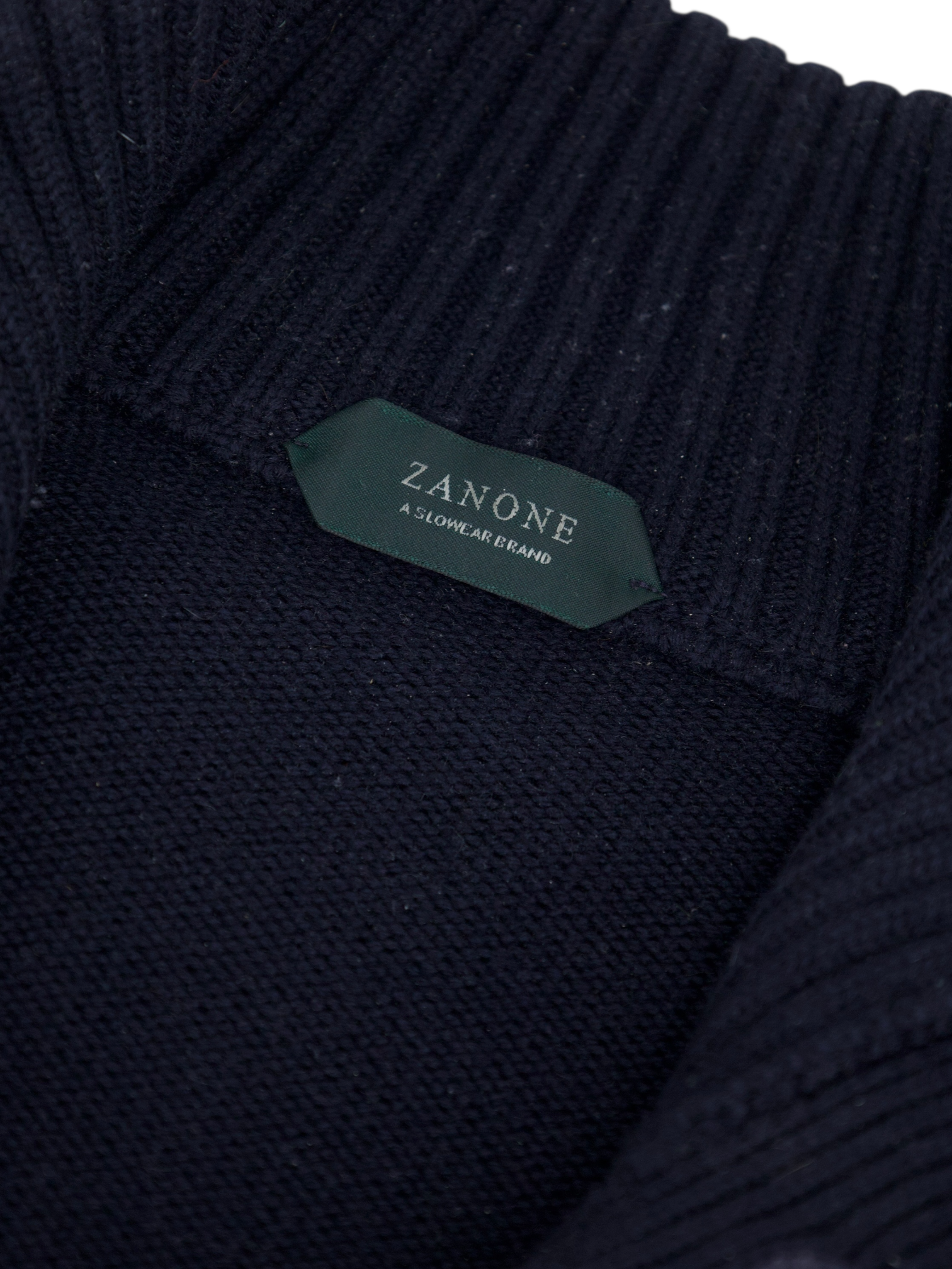 Zanone Navy Wool-Knitted Bomber Sweater