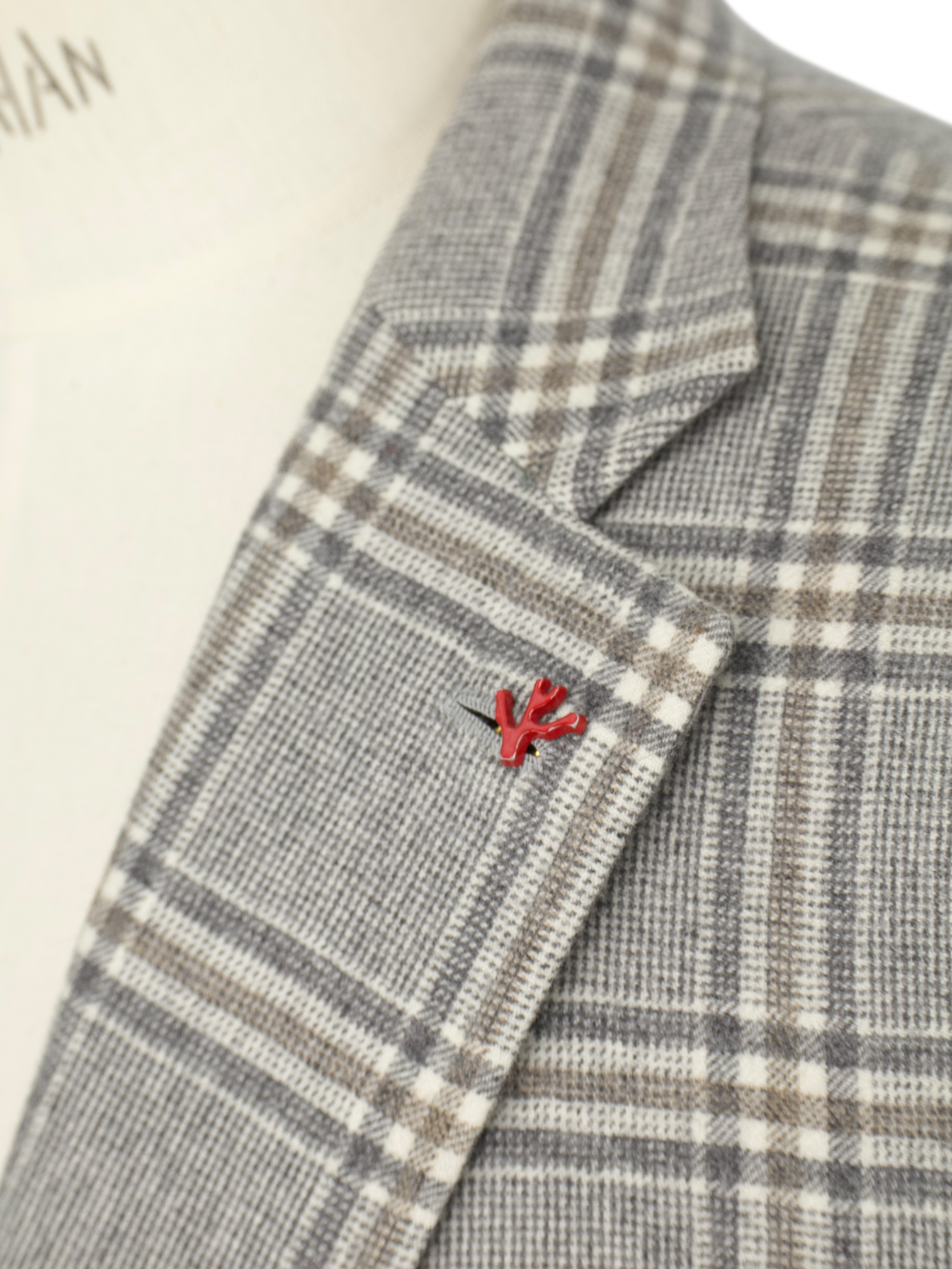 Isaia Taupe Super 130's Saxony Wool Glenplaid Winter Jacket