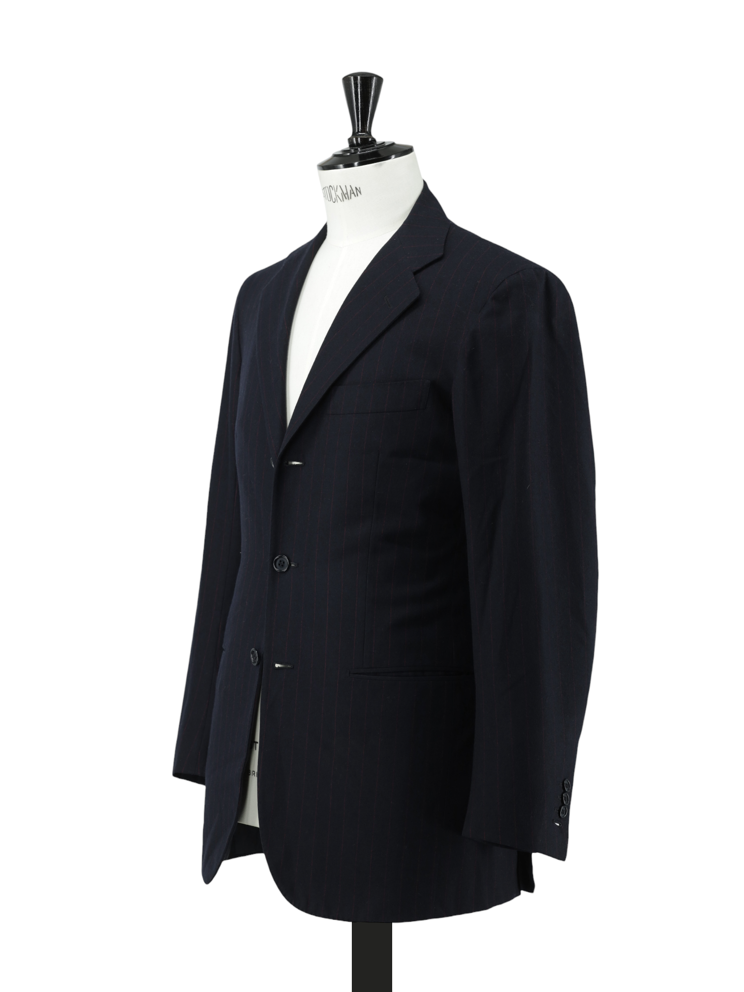 Kiton Navy & Red Pure Wool-Flannel Pinstripe Suit
