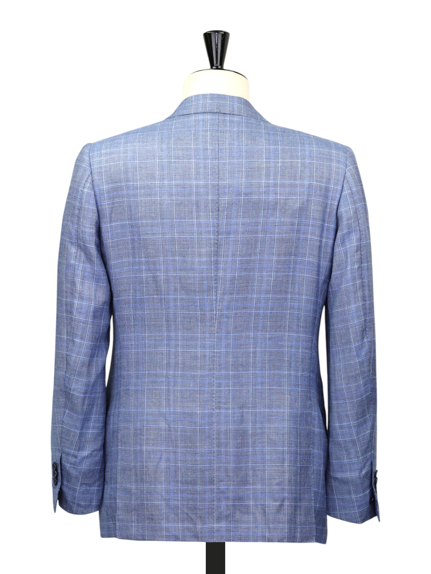Cesare Attolini Steel Blue Cashmere, Silk & Linen Prince of Wales Jacket