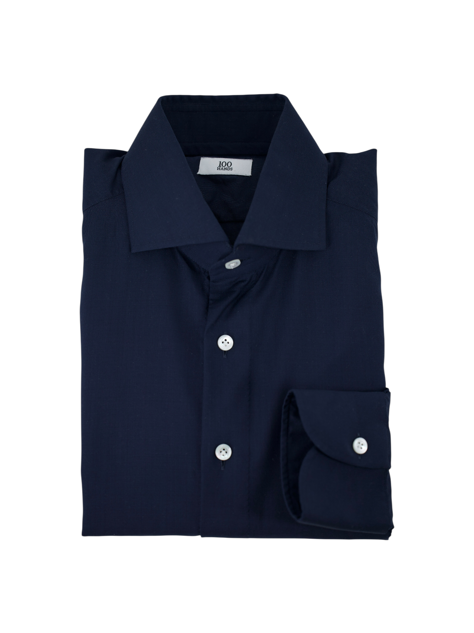 100 Hands Navy High-Twisted Wool Shirt