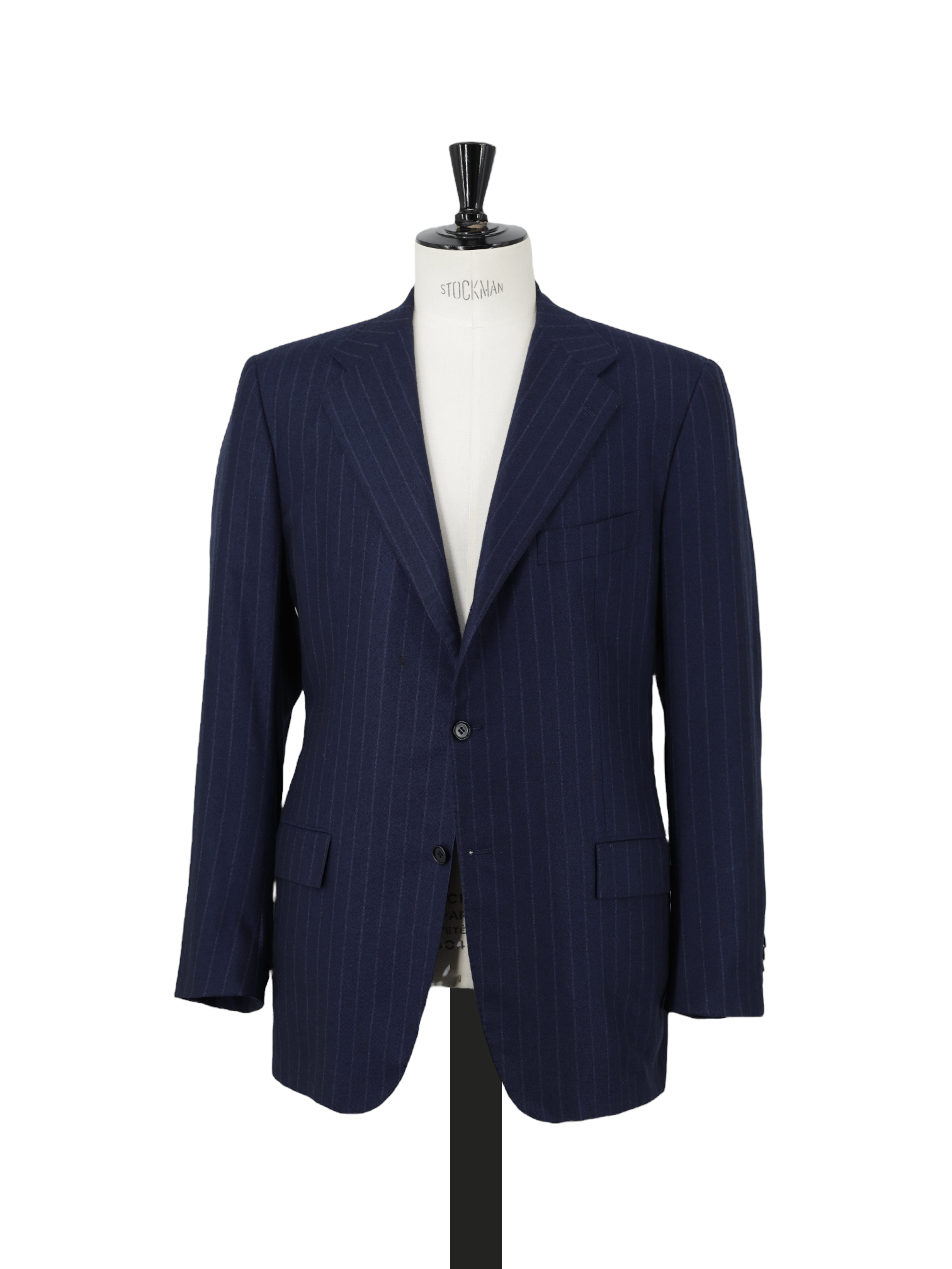 Kiton Navy Pure Cashmere Flannel Pinstripe Suit