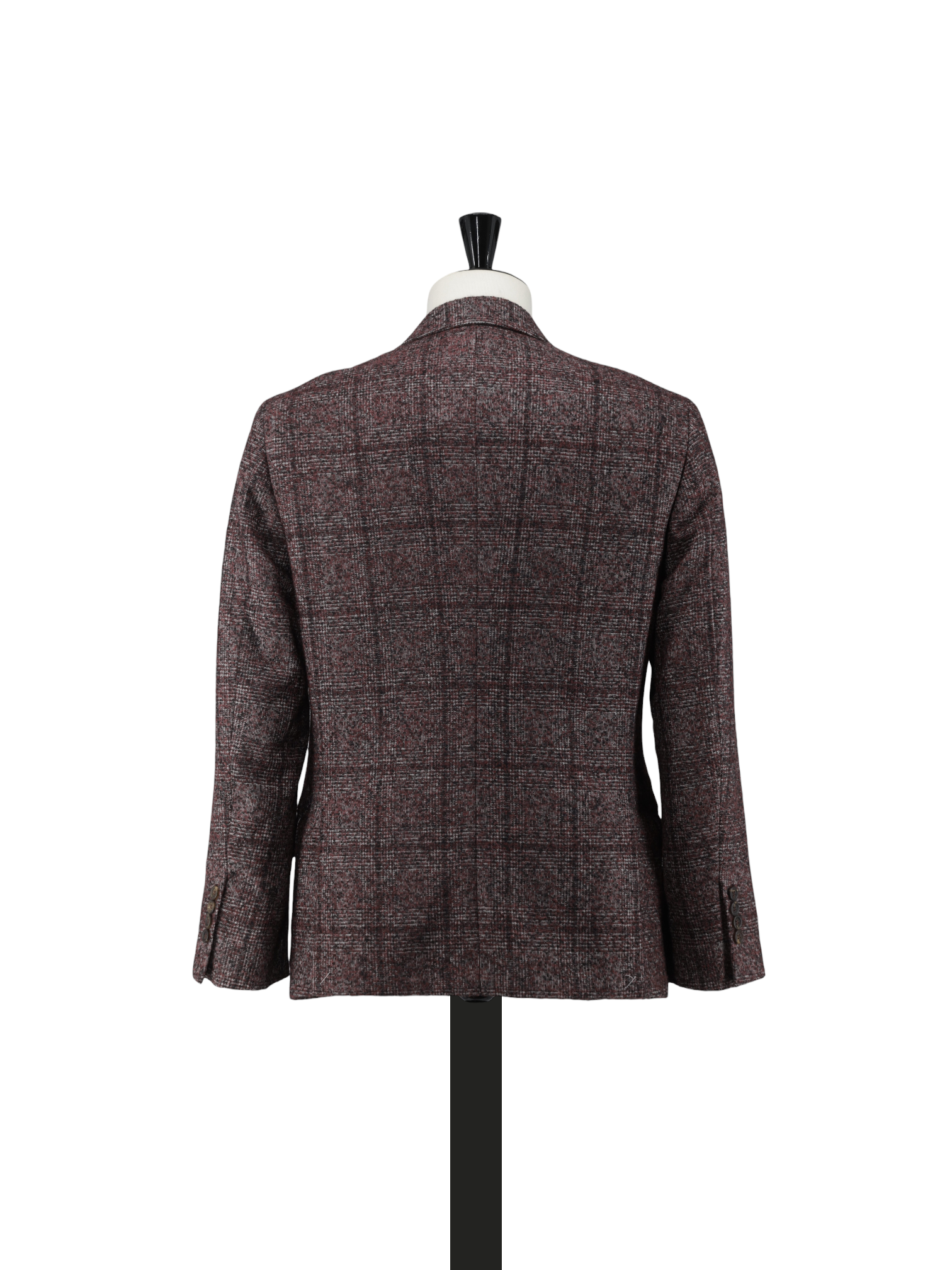 Brunello Cucinelli Burgundy Alpaca, Wool & Stretch Bouclé Checkered Jacket