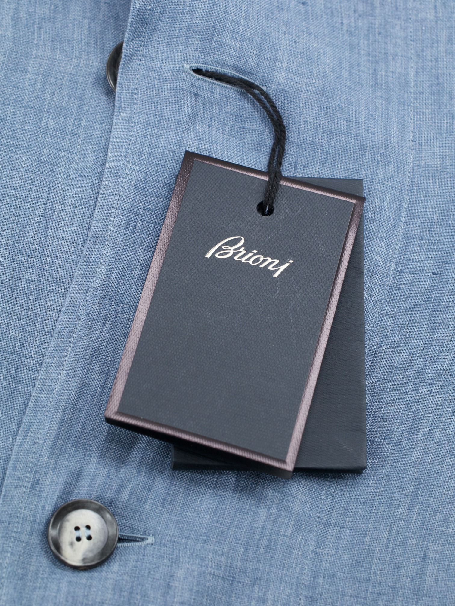 Brioni Azzurro Blue Linen Camp-Collar Shirt Jacket