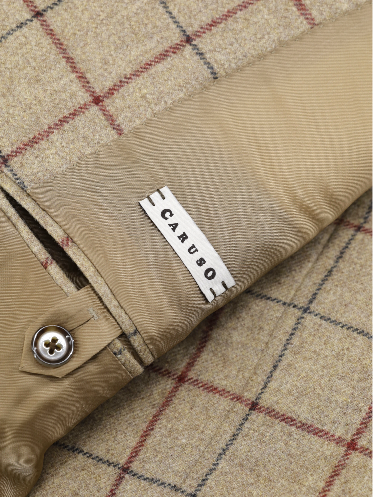 Caruso Brown & Burgundy Wool-Flannel Windowpane Jacket