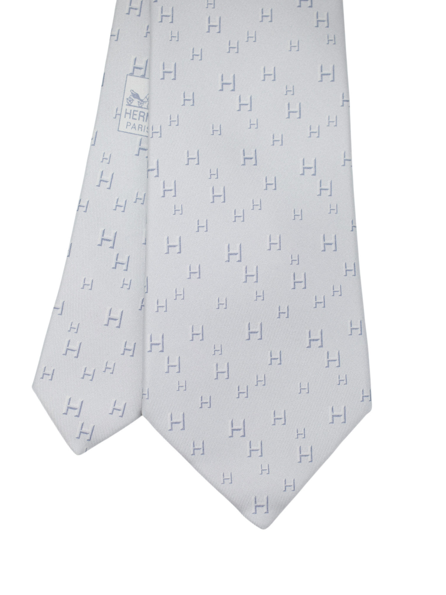 Hermès x ING Private-Banking Light Grey Silk H-Pattern Tie