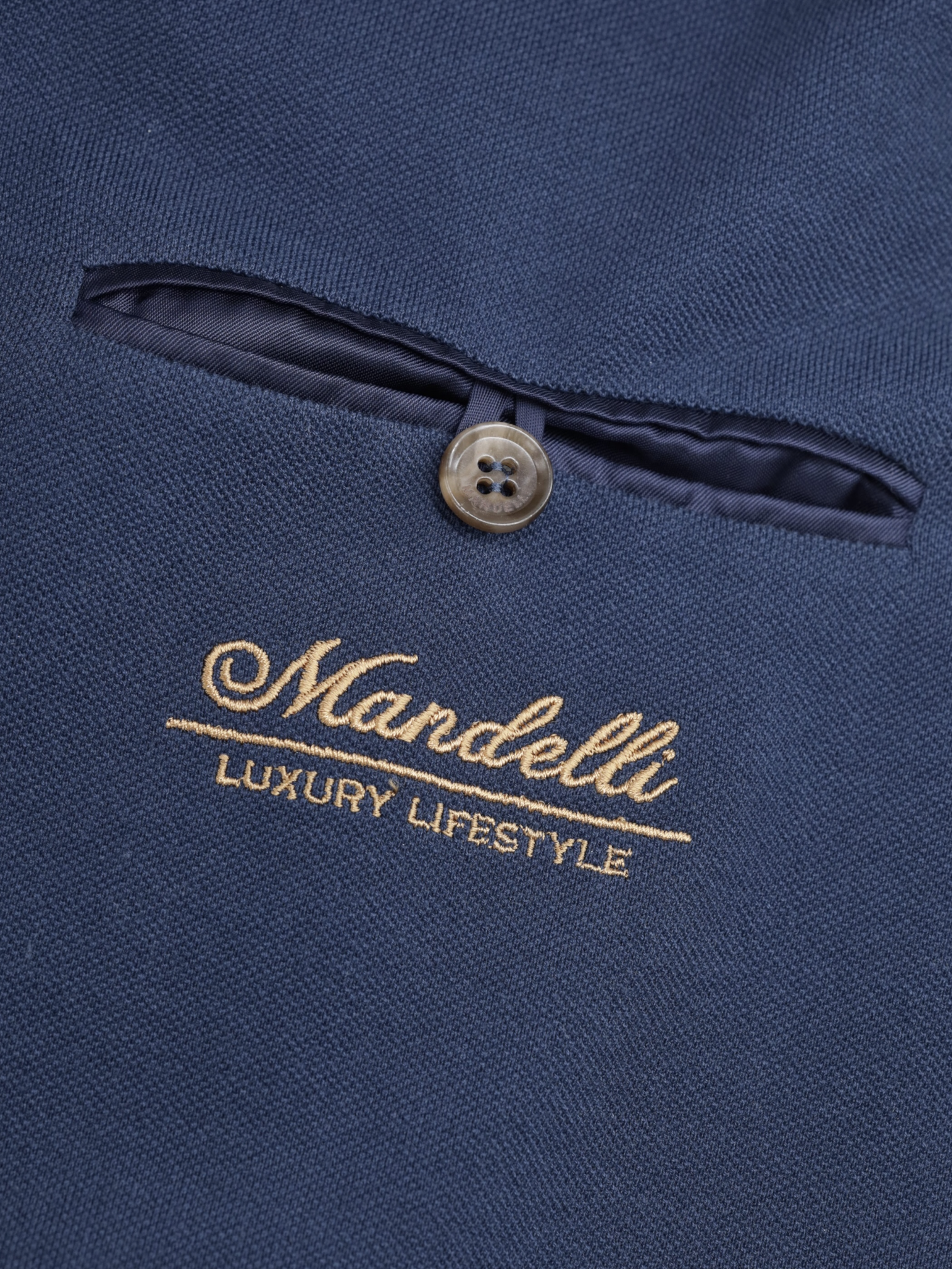 Mandelli Blue Unconstructed Tricot-Knitted Cotton Jacket
