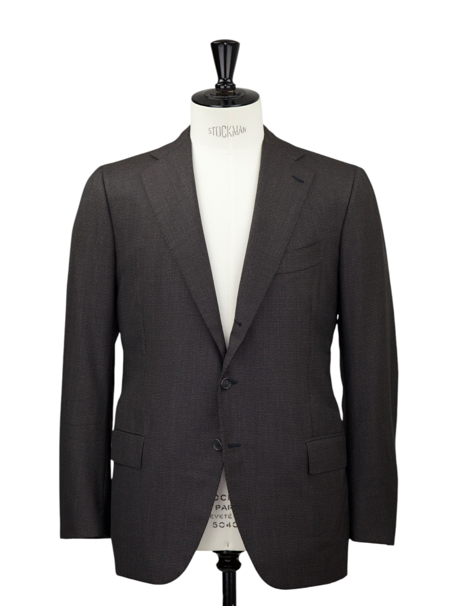 Cesare Attolini Dark Brown Extafine-Wool Puppytooth Suit