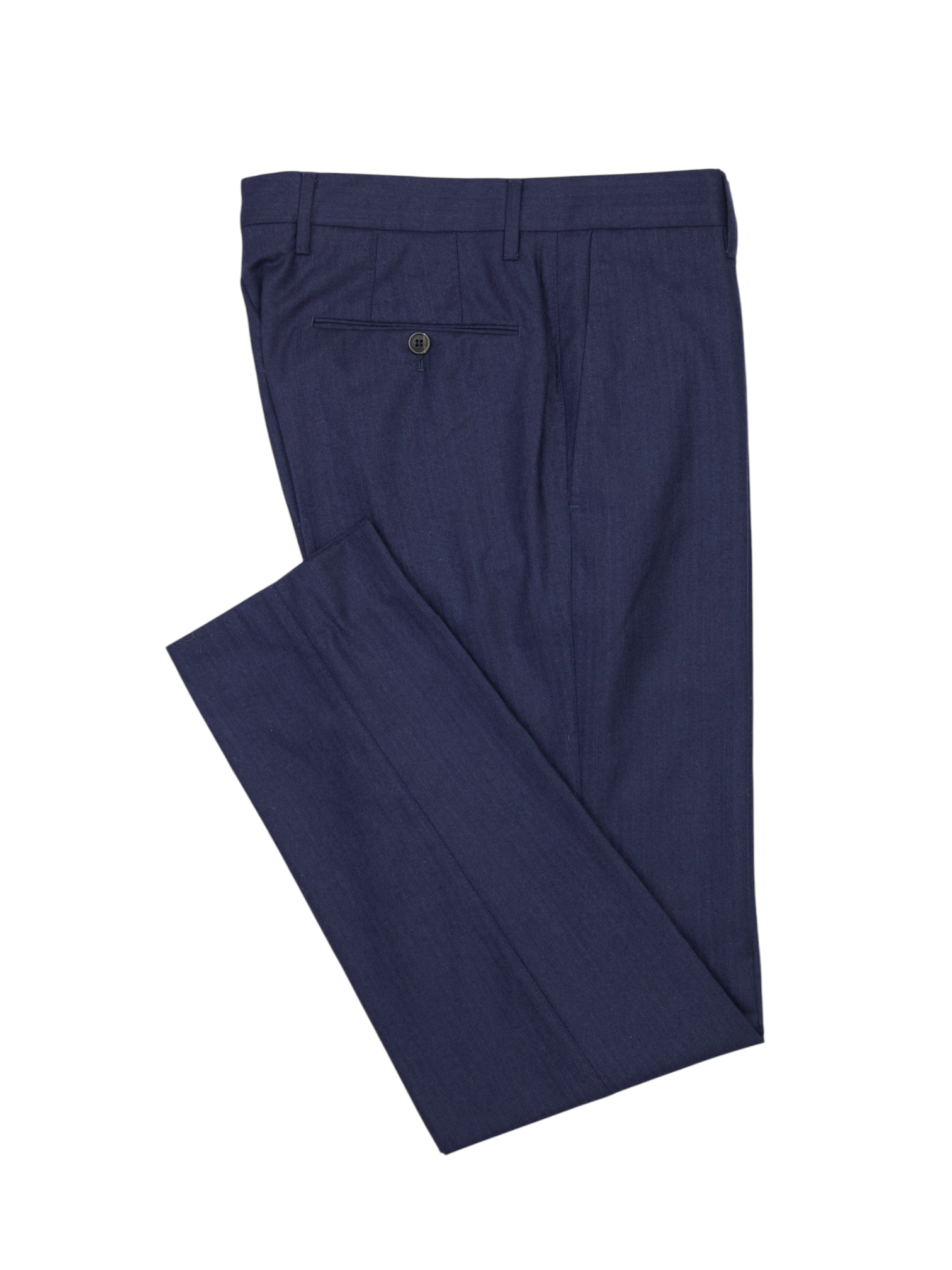 PT01 Dark Blue Wool & Silk Herringbone Slim-Fit Trousers