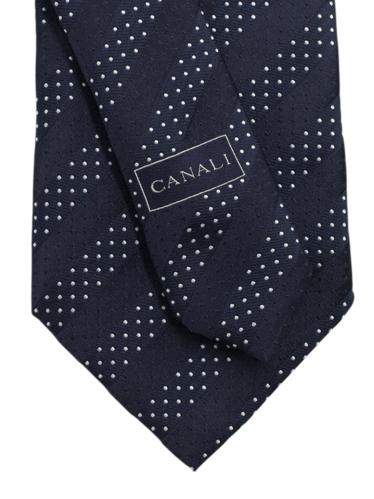 Canali Deep Navy Silk Stripe & Dots Tie