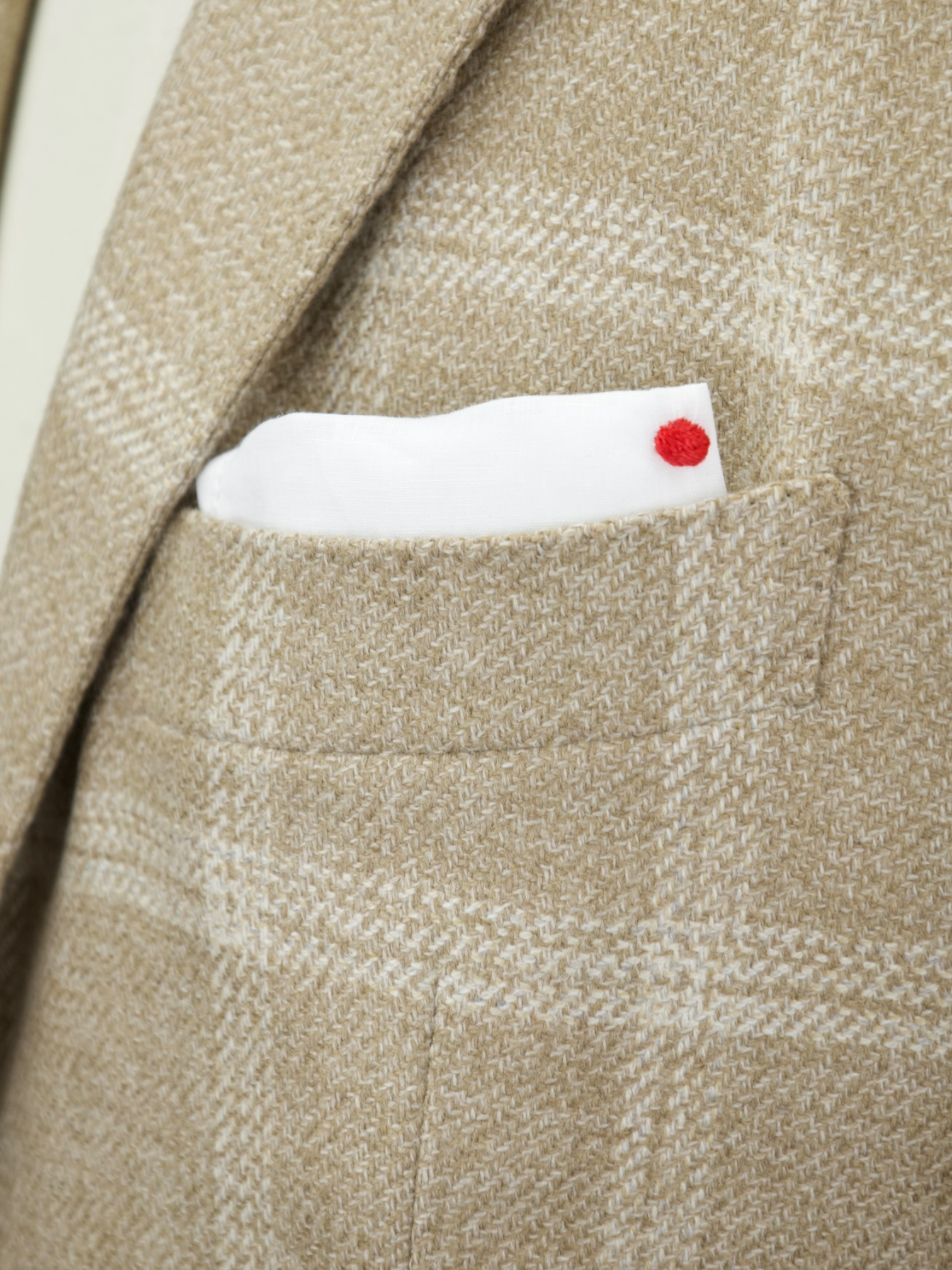 Kiton Beige Pure Cashmere Windowpane Jacket