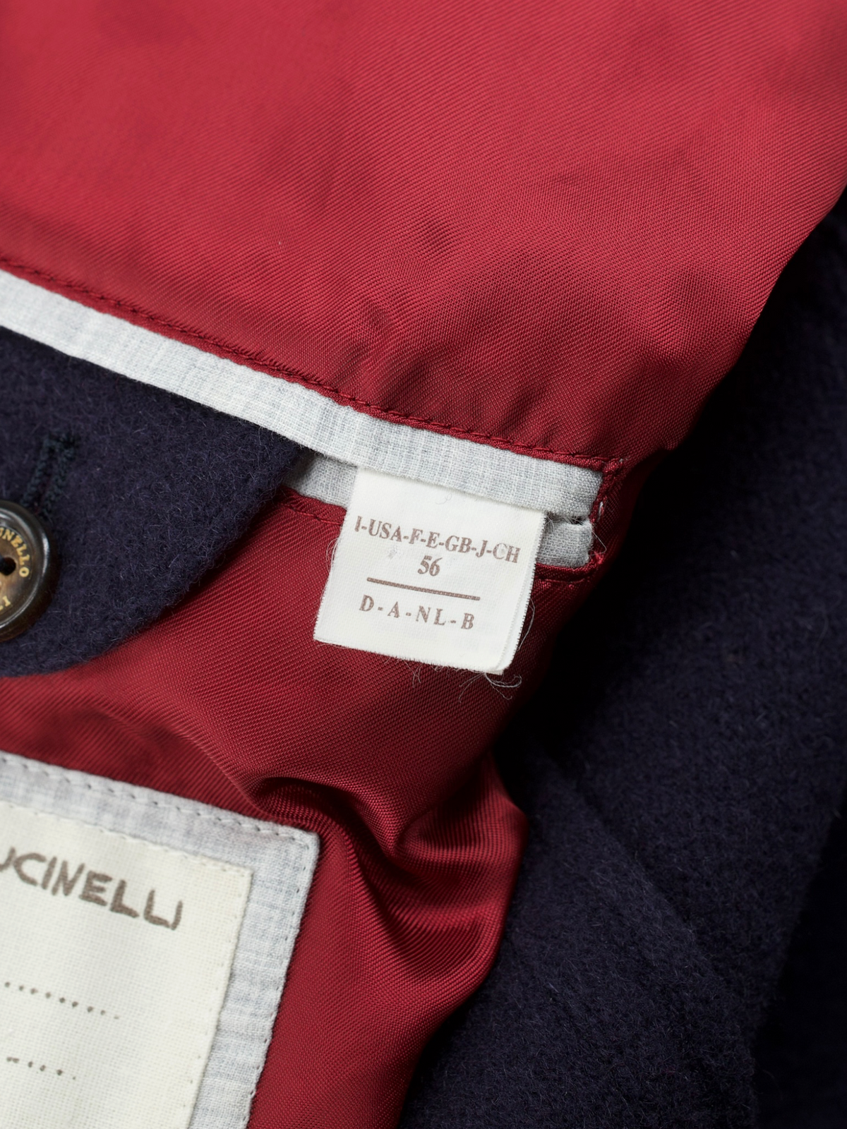Brunello Cucinelli Navy Wool, Angora & Silk Duffle Coat