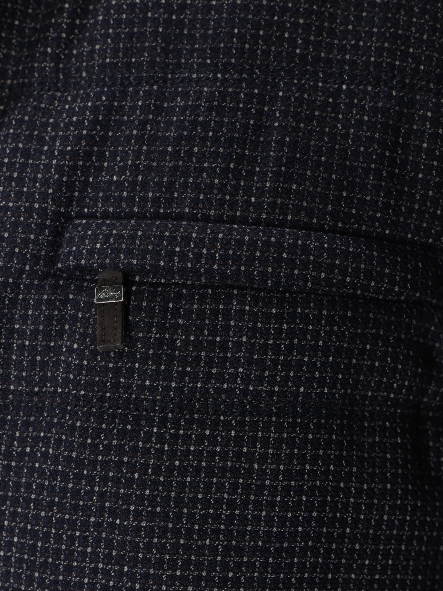 Brioni Dark Blue Wool Rain-System® Micro-Pattern Padded Jacket