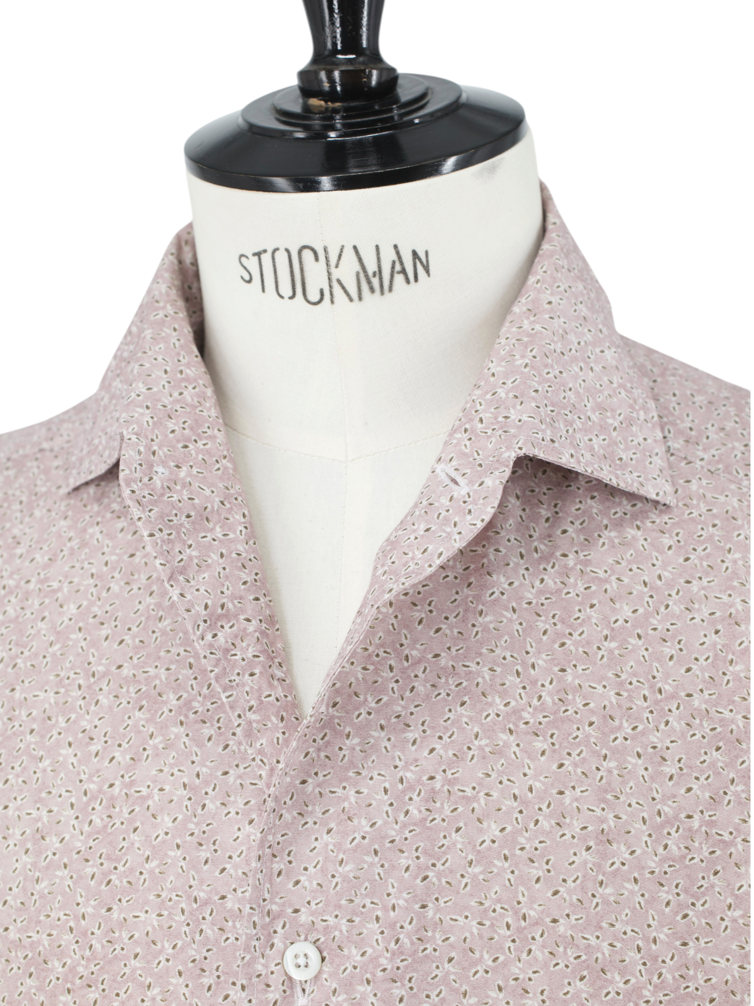 Corneliani Soft Pink & Olive Green Silk & Cotton Geometric Summer Shirt