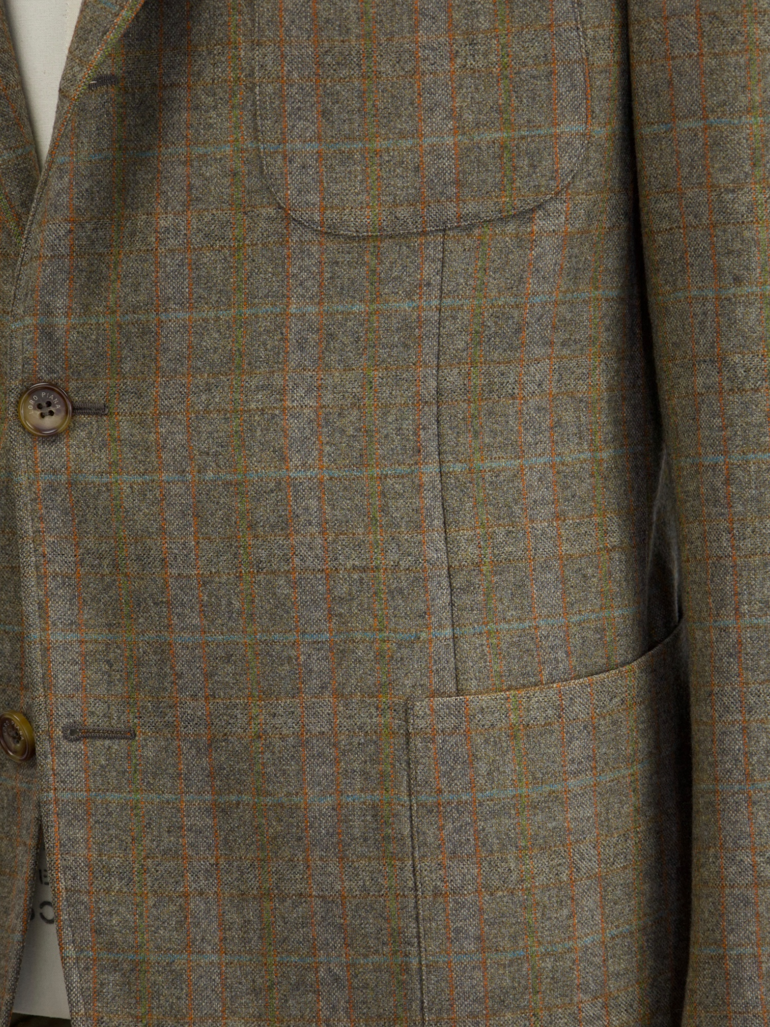 Loro Piana Light Brown & Orange Windowpane Woollen Jacket