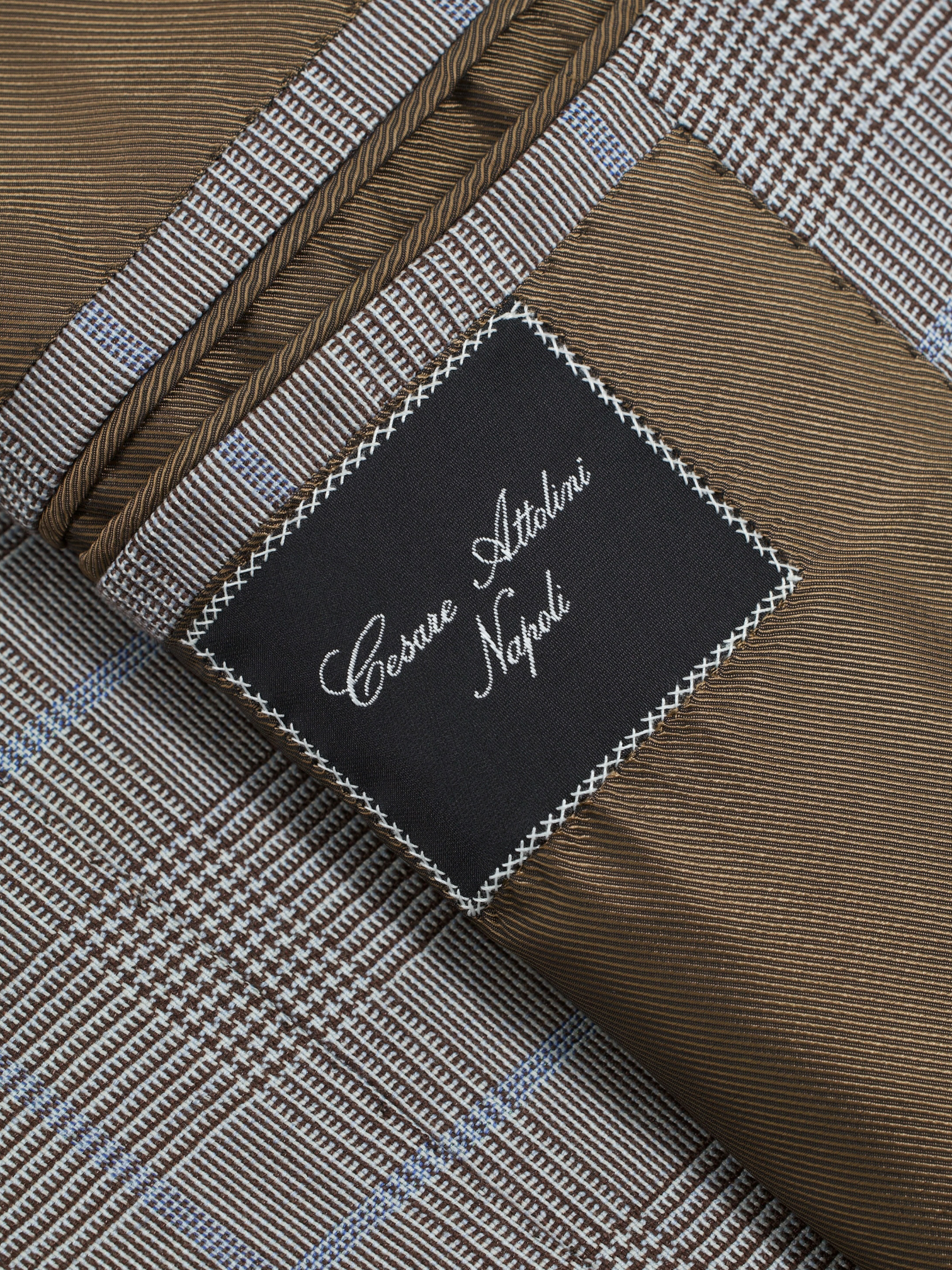 Cesare Attolini Taupe & Light Blue Cashmere & Silk Prince of Wales Jacket