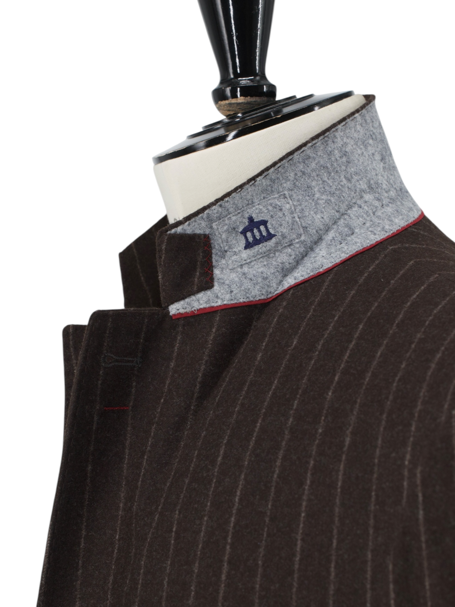 Brunello Cucinelli Chocolate Brown Wool & Cashmere Flannel Chalkstripe Jacket