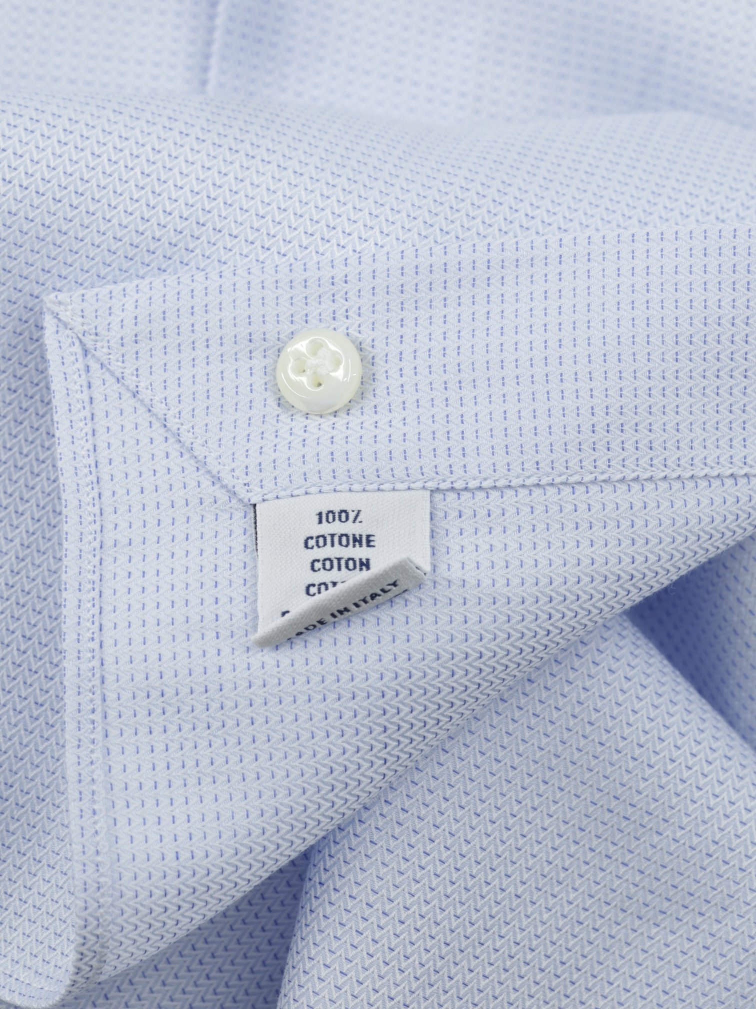 Emanuele Maffeis Light Blue Cotton Geometic-Pattern Shirt