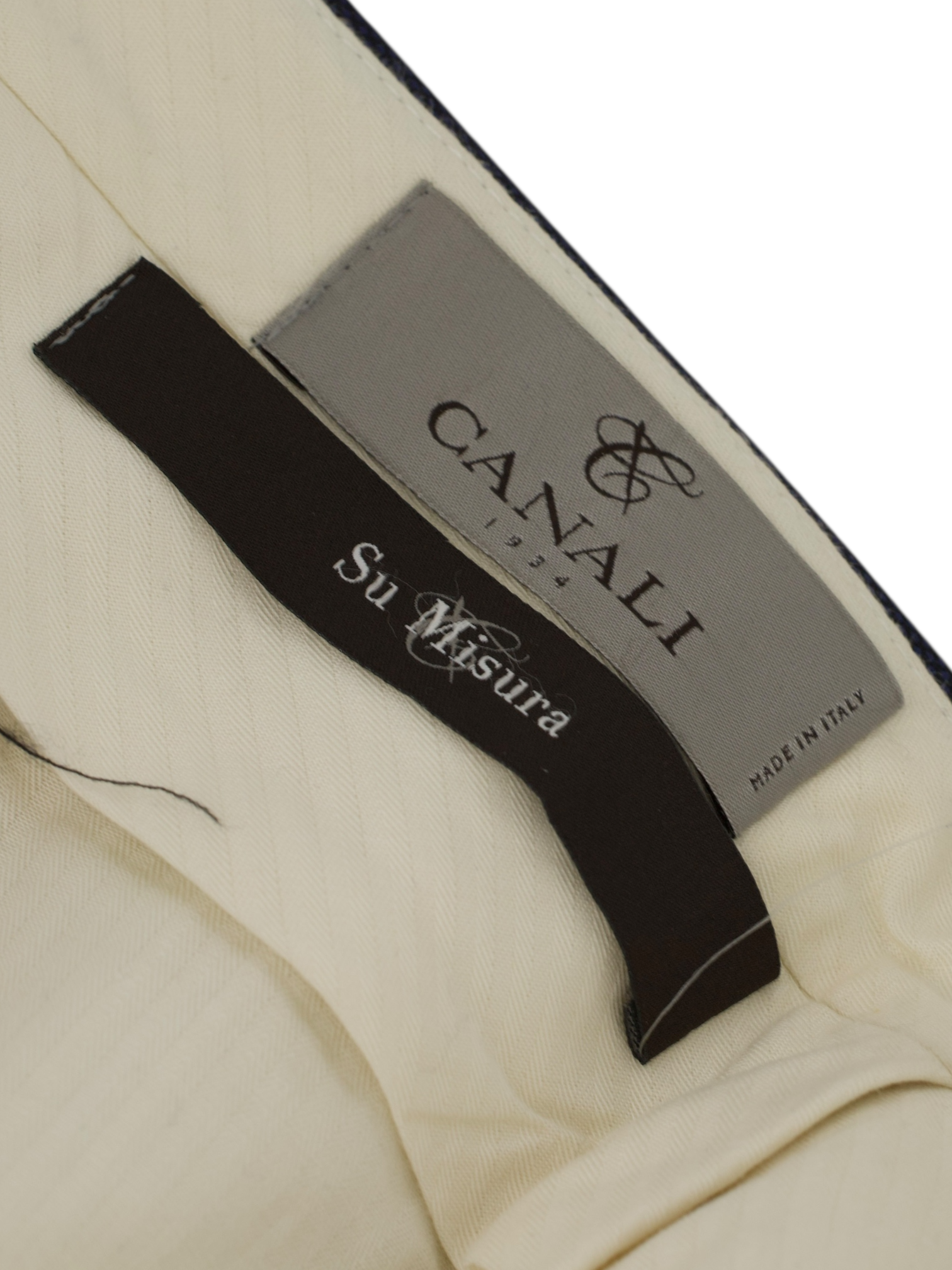 Canali Marine Blue Fine-Wool Birdseye Trousers