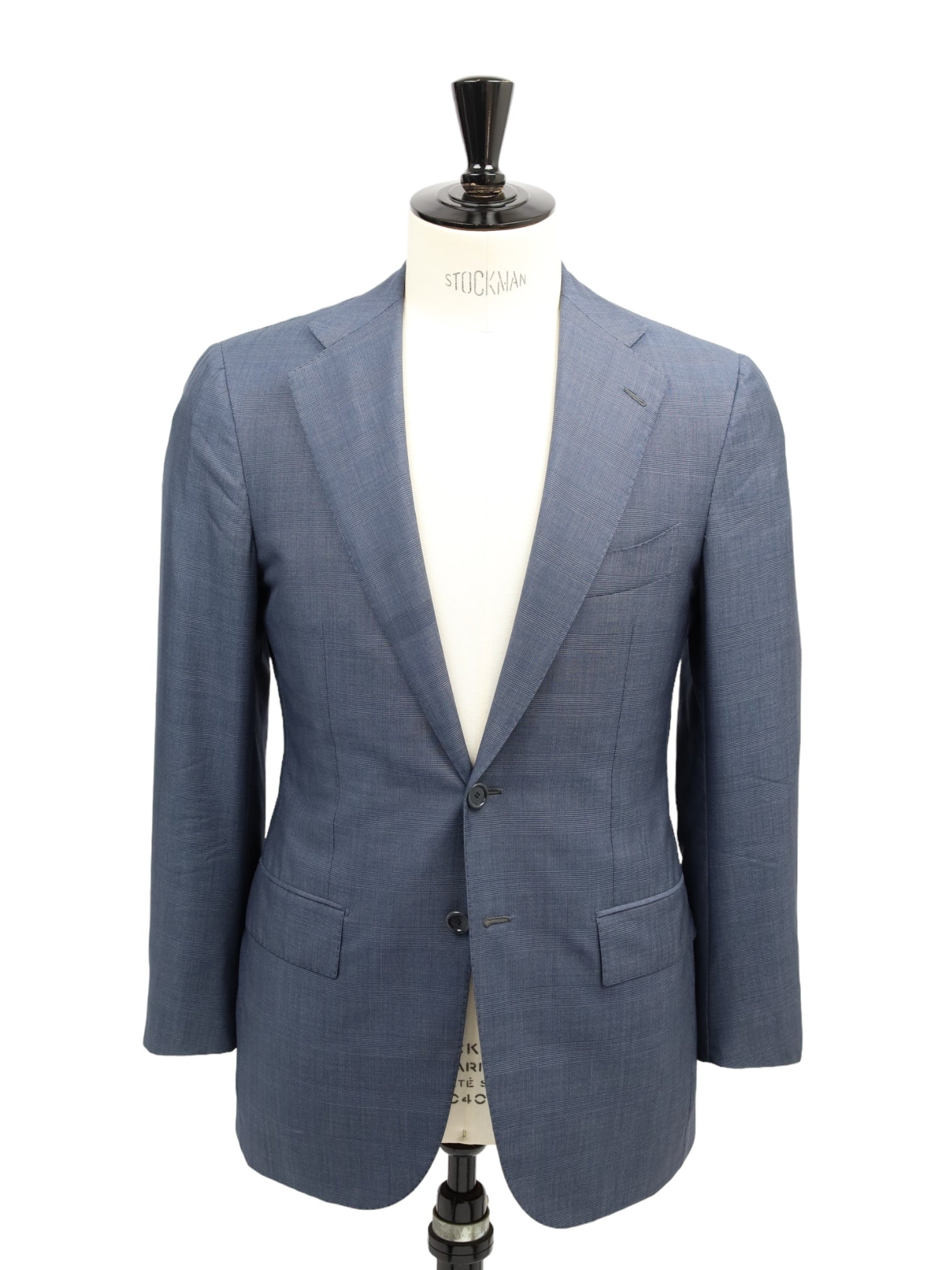 Cesare Attolini leisteenblauw wol- en zijden Glenplaid-pak