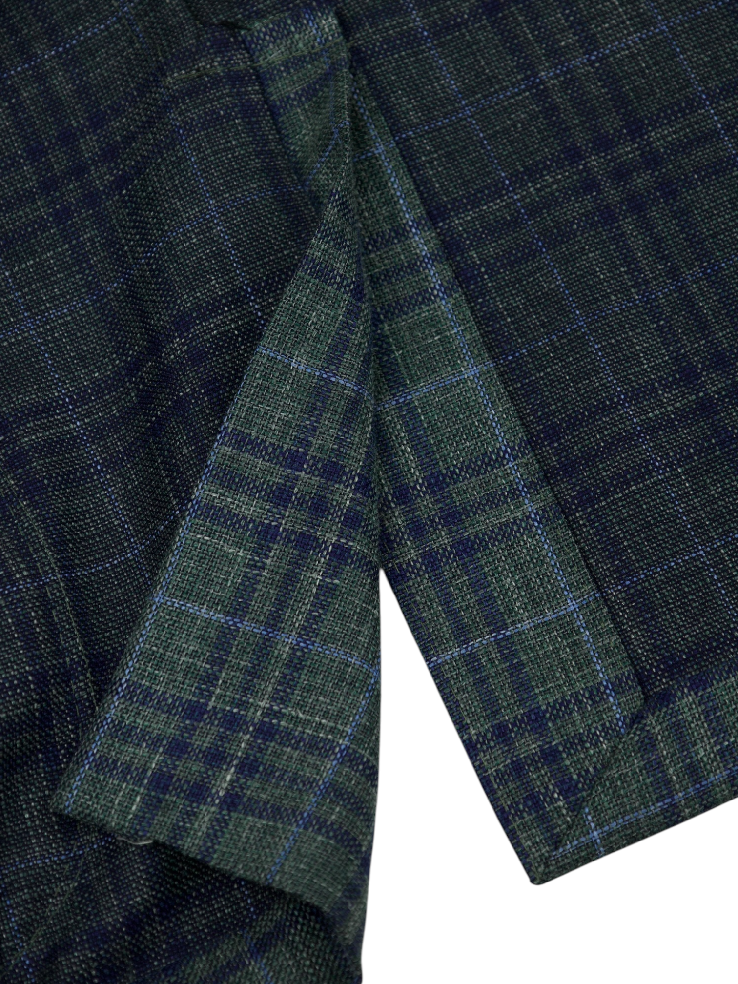 Corneliani Sartoria Green Wool, Silk & Linen Overcheck Jacket