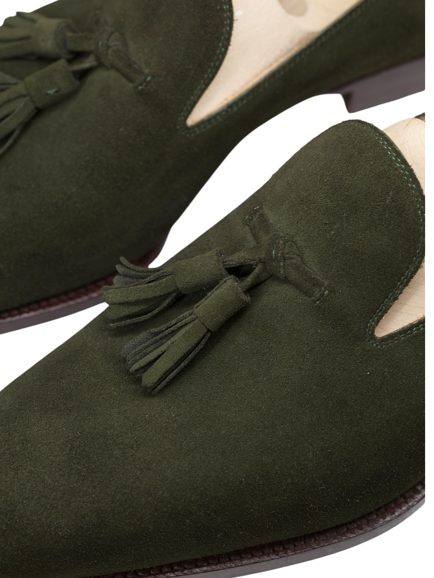 Saint Crispin's Forest Green "530T" Suede Tassel Loafers