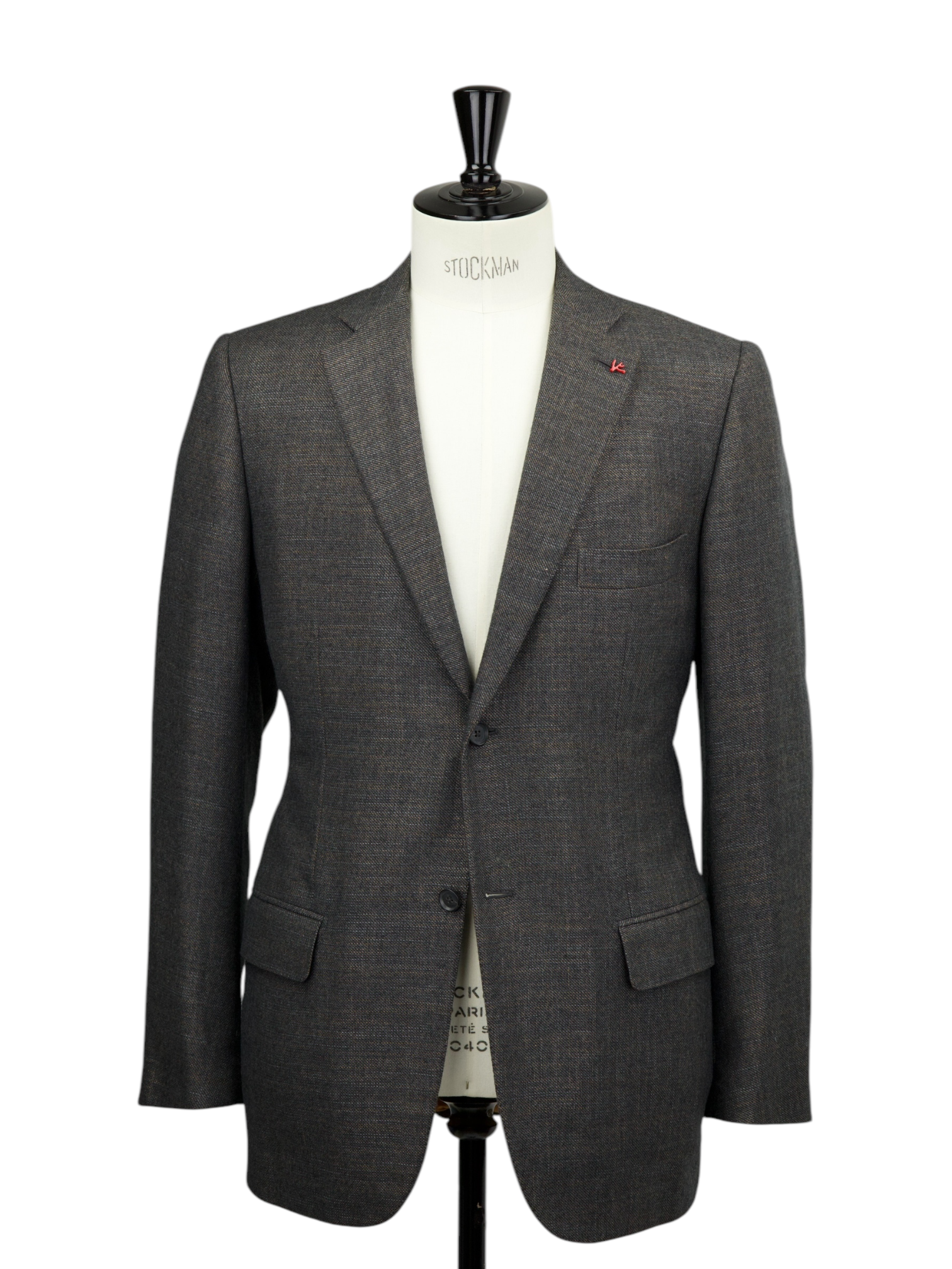 Isaia Dark Taupe Cashmere & Silk Micro-Pattern Jacket