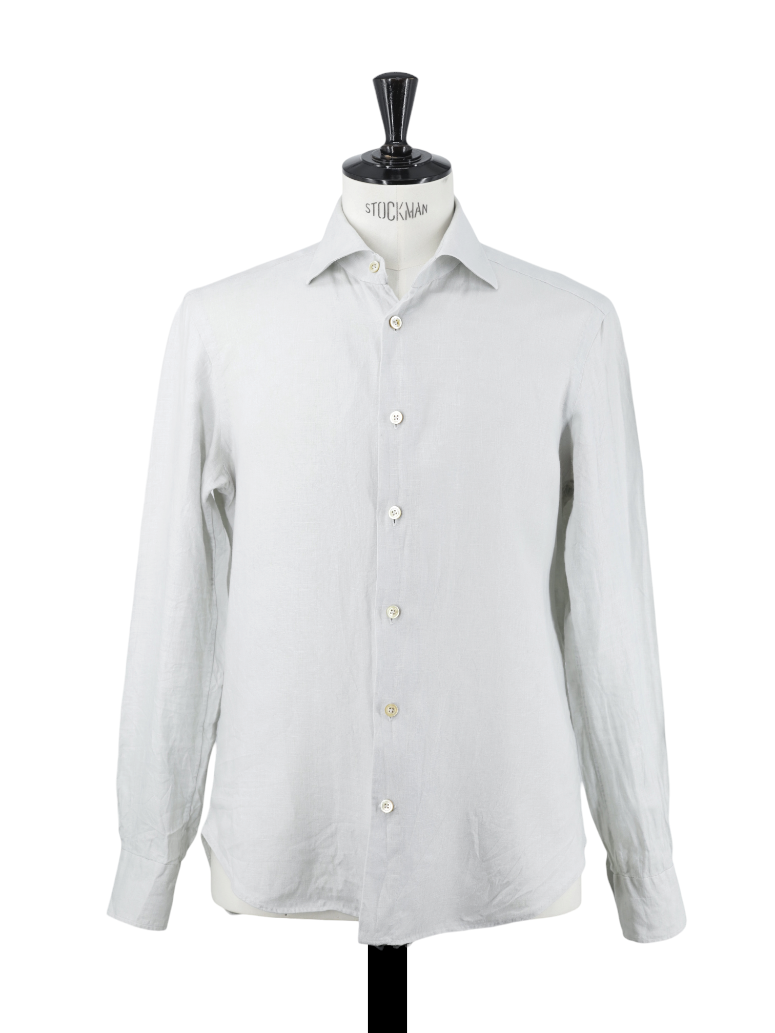 Kiton Sage Grey Pure Linen Sartorial Summer Shirt