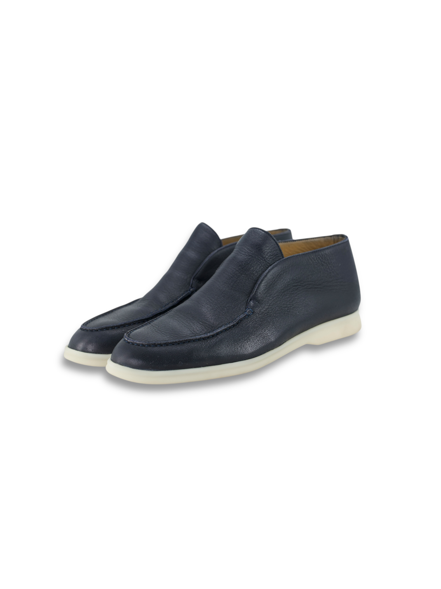 Loro Piana Dark Blue Elk Leather Open Walk Ankle Boots